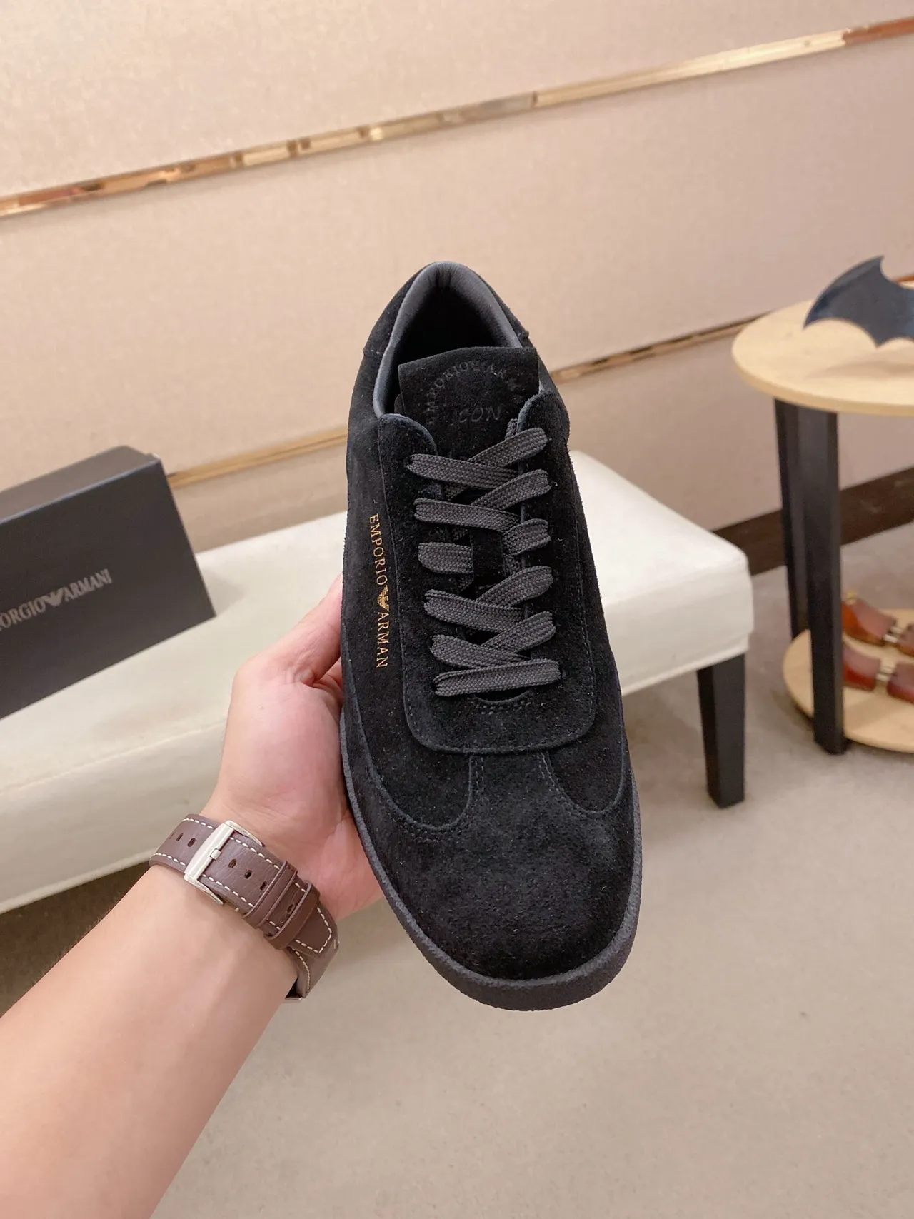 Emporio Armani Black Suede Lifestyle Sneaker