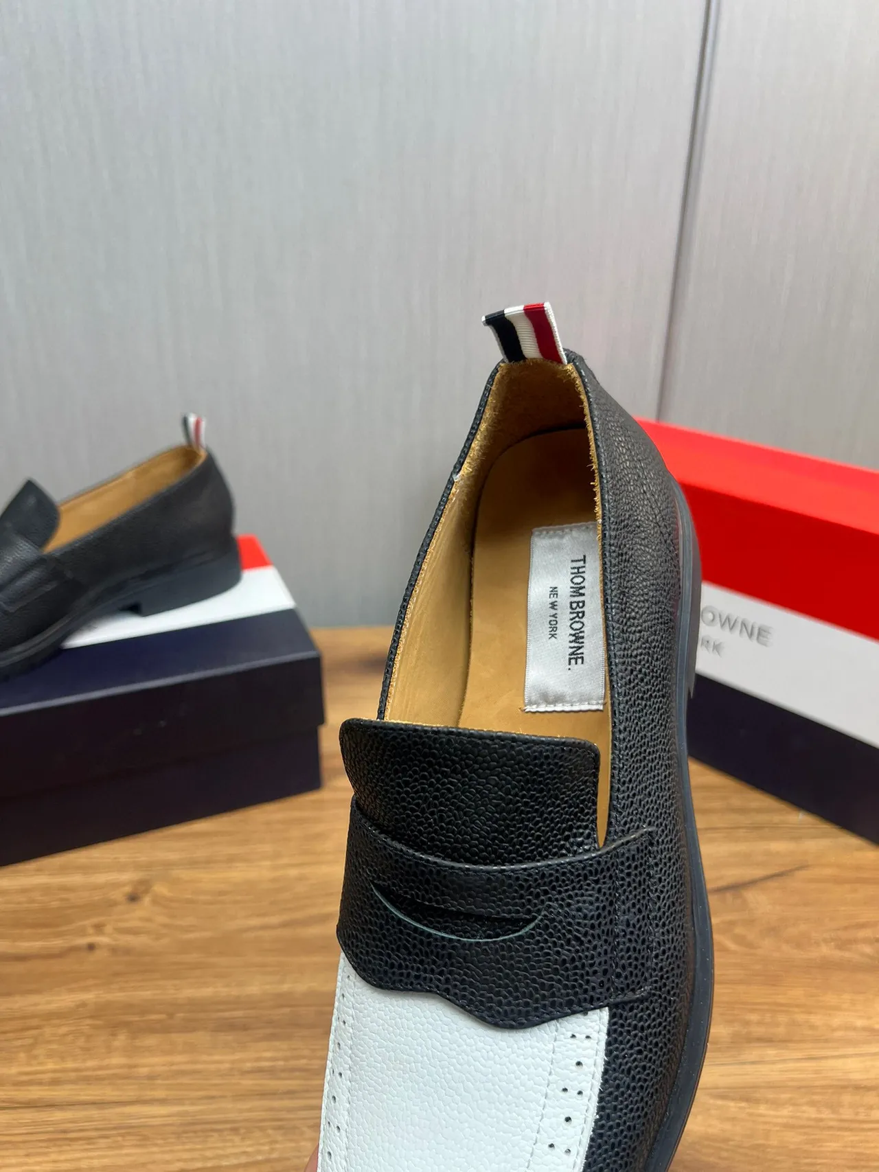 Thom Browne Two-Tone Pebbled Leather Penny Loafer