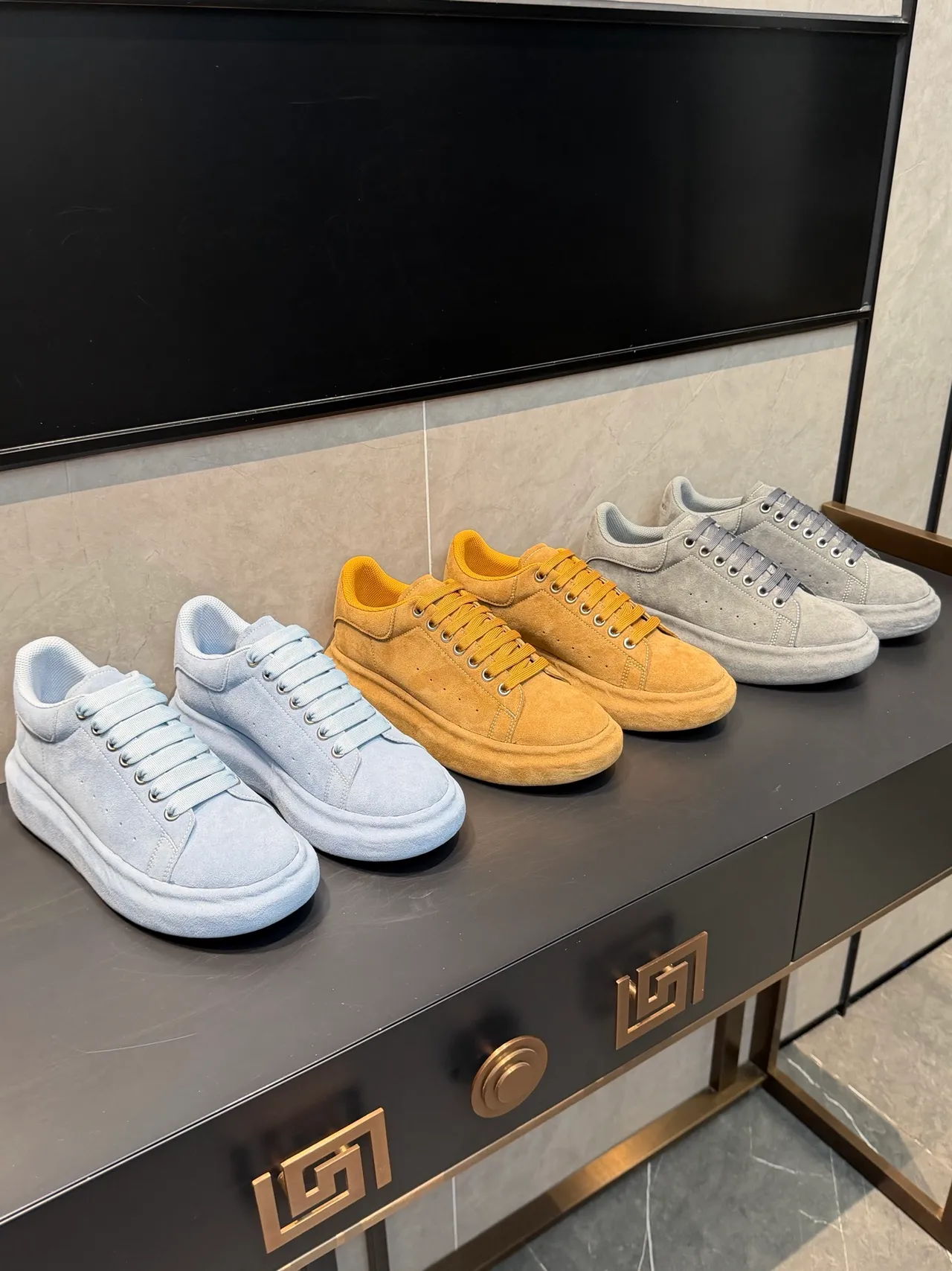 Alexander McQueen Oversized Sneaker Light Blue Suede Lifestyle Sneakers