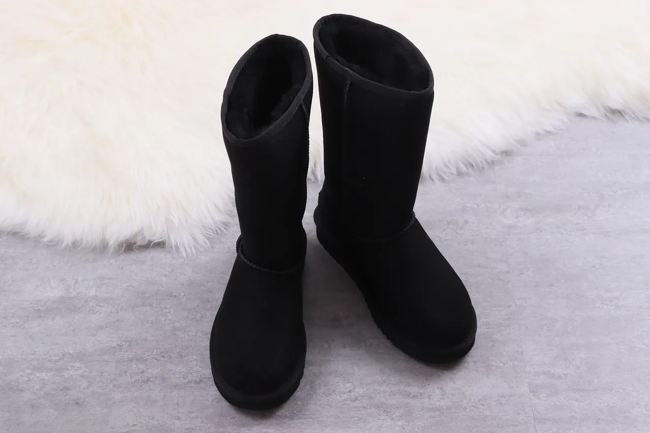 UGG Classic Tall Black Suede Shearling-Lined Knee Boots