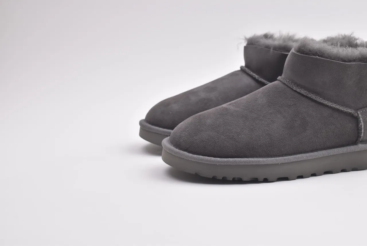 UGG Classic Mini Bailey Bow Charcoal Gray Snow Boots