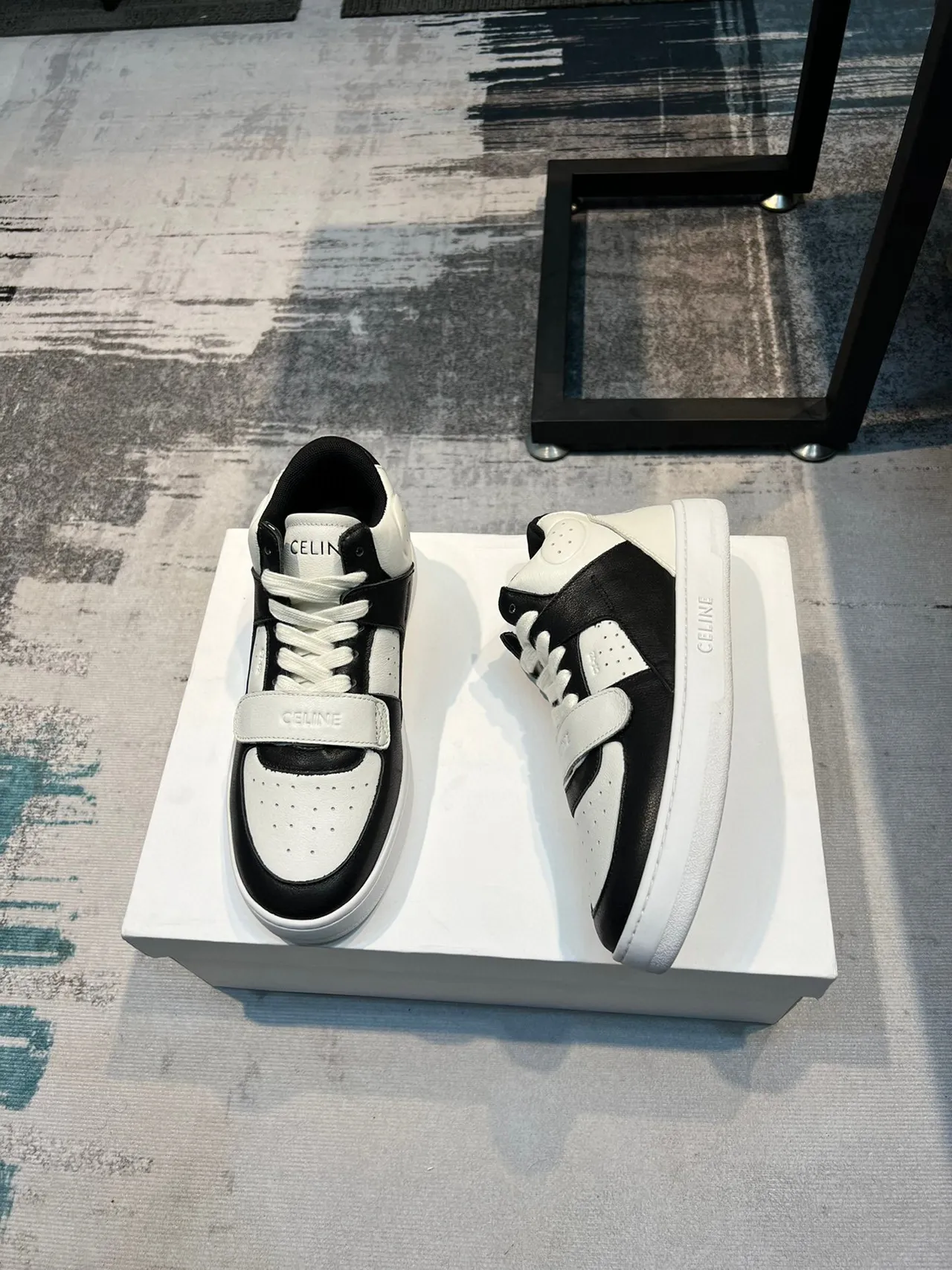 Celine CT-01 Two-Tone Perforated Leather High-Top Lifestyle Sneakers