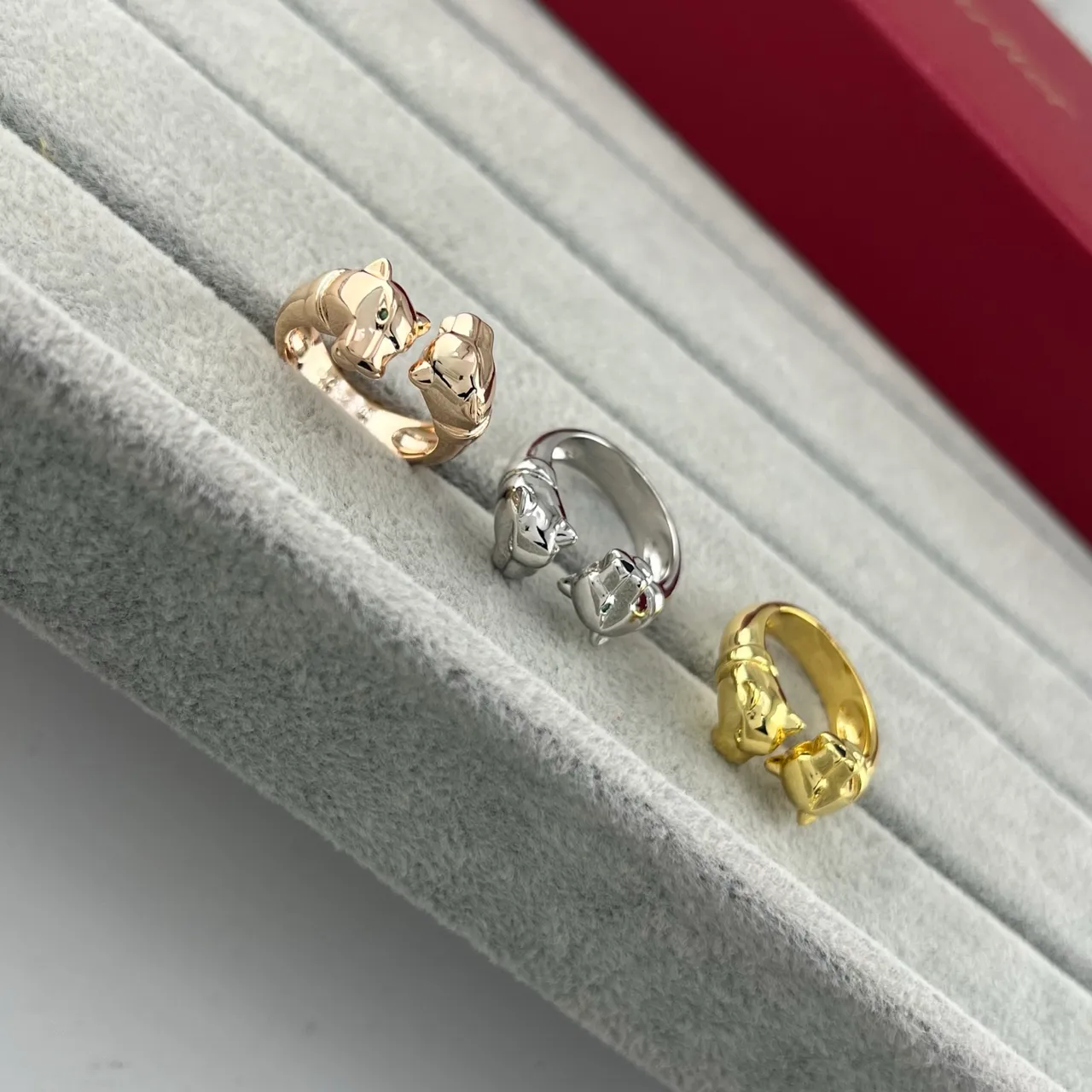 Gold Silver Open-Band Animal-Head Motif Ring
