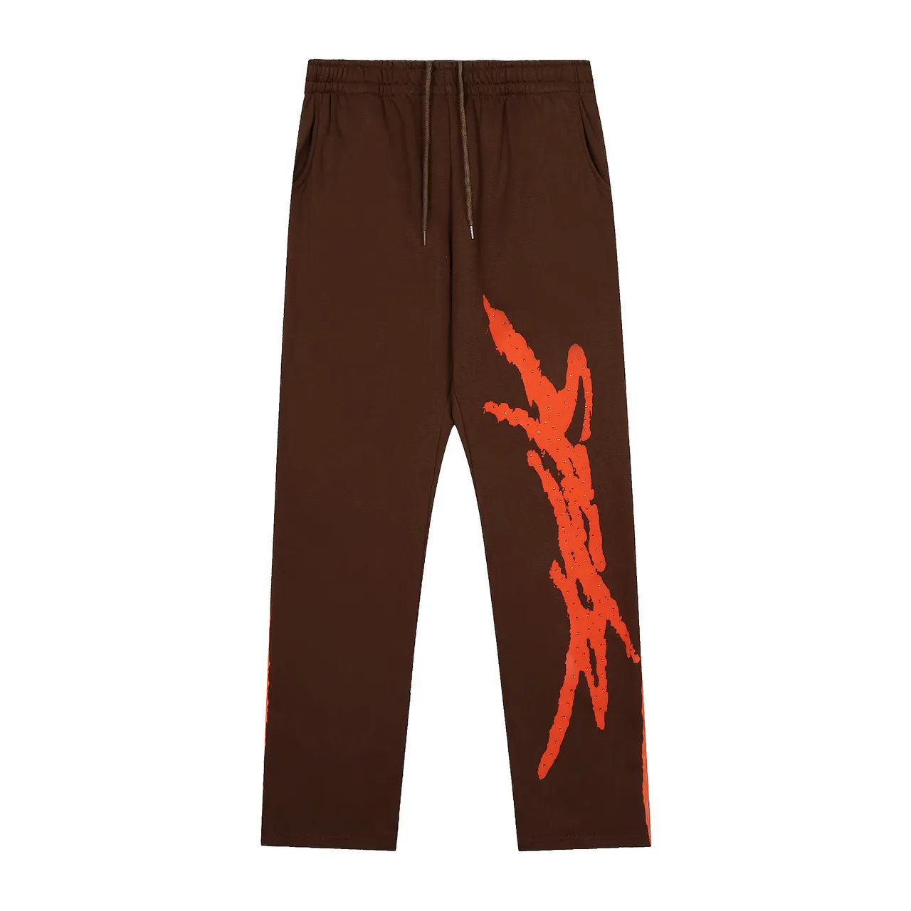 Brown or Black Graphic-Print Oversized Hoodie and Sweatpants Tracksuit