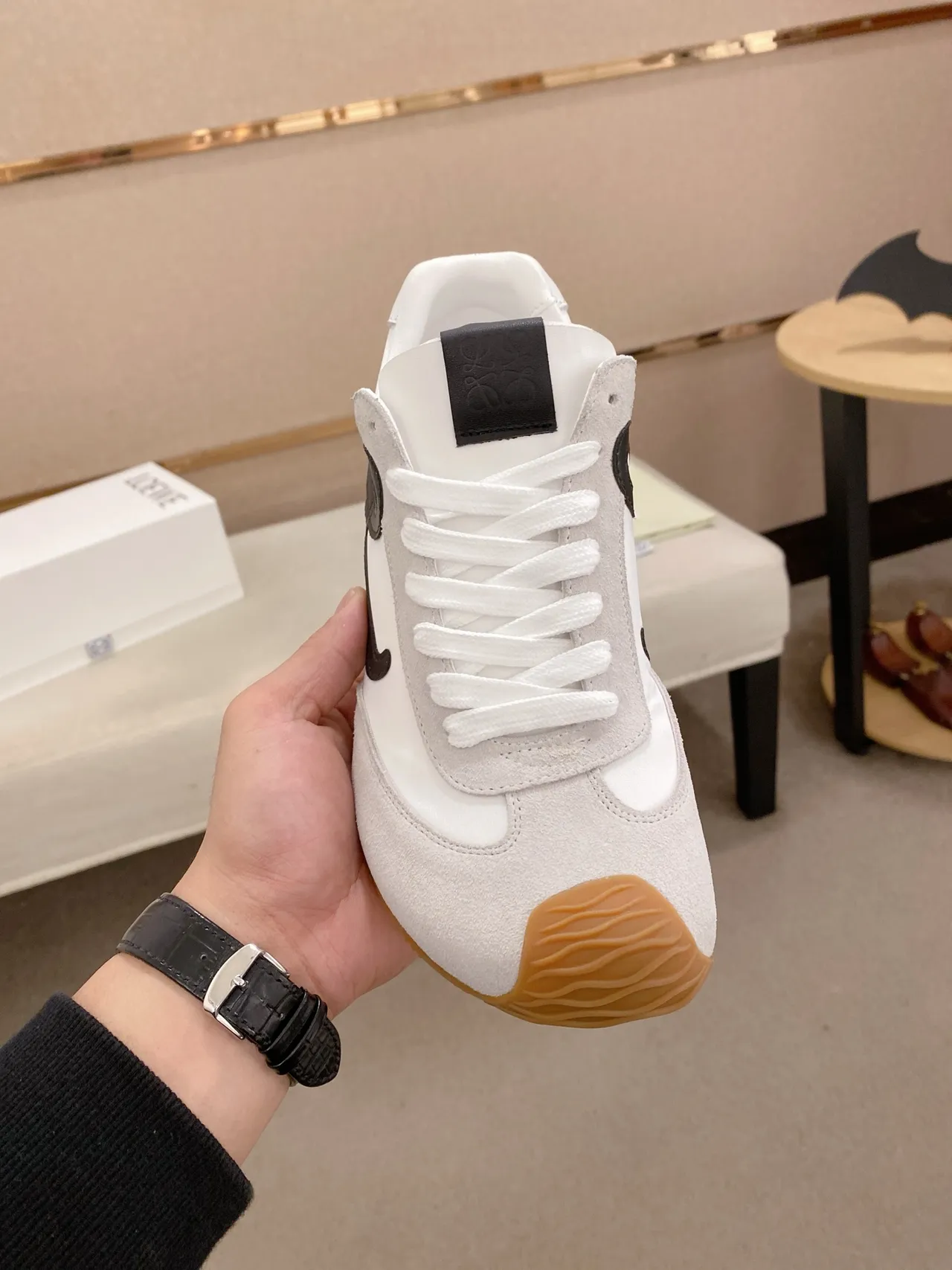 Loewe Flow Runner White Gray Black Anagram Lifestyle Sneakers