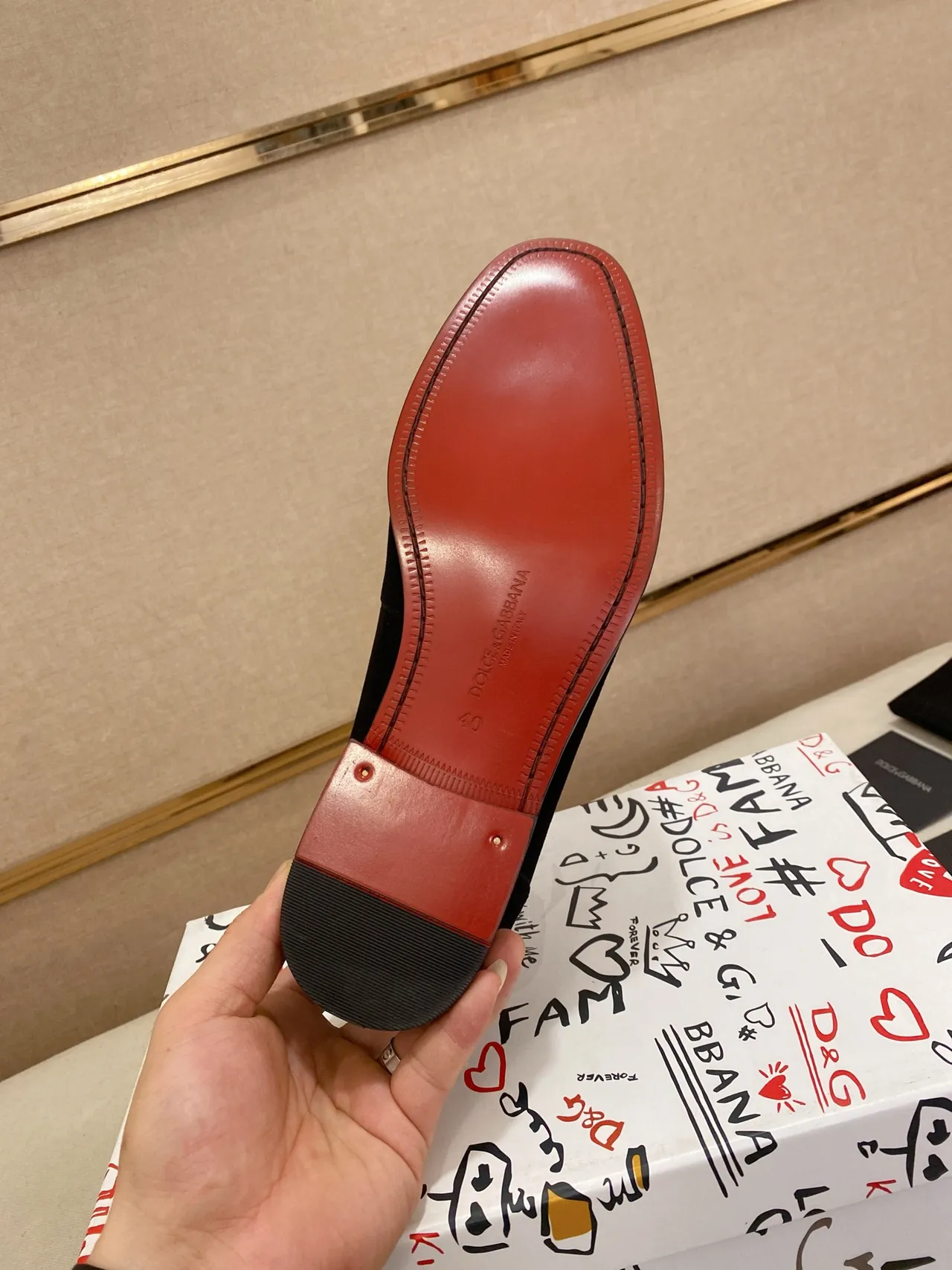 Dolce & Gabbana Black Red Suede Upper Loafer