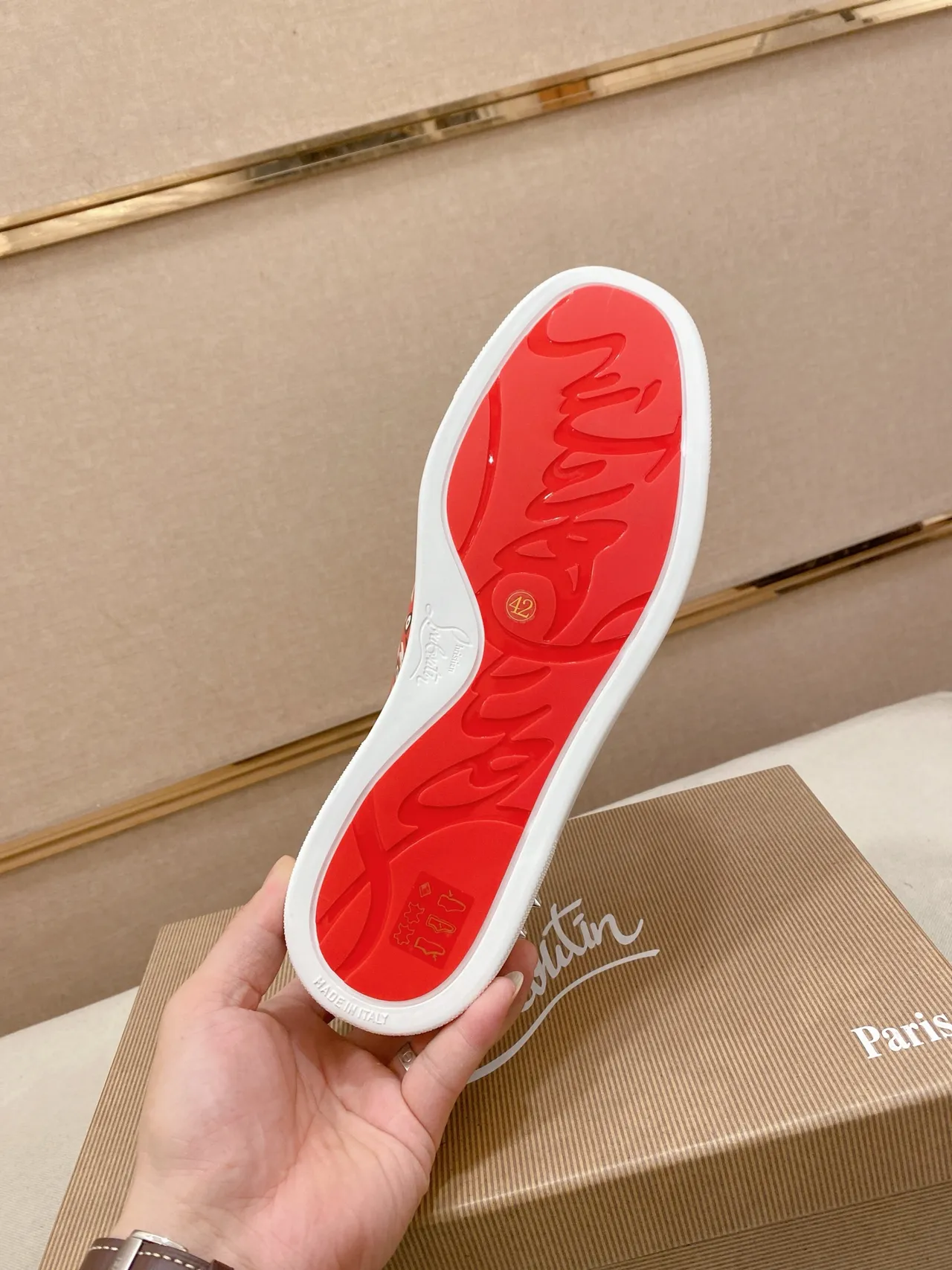 Christian Louboutin Spike Sneaker Red Black White Studded Lifestyle Sneakers