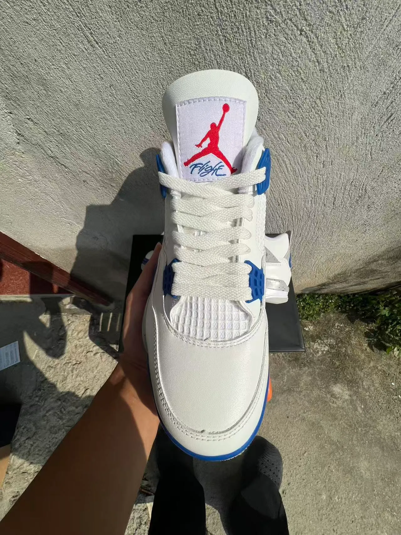 Air Jordan 4 White Royal Blue Speckled Midsole Basketball Shoes