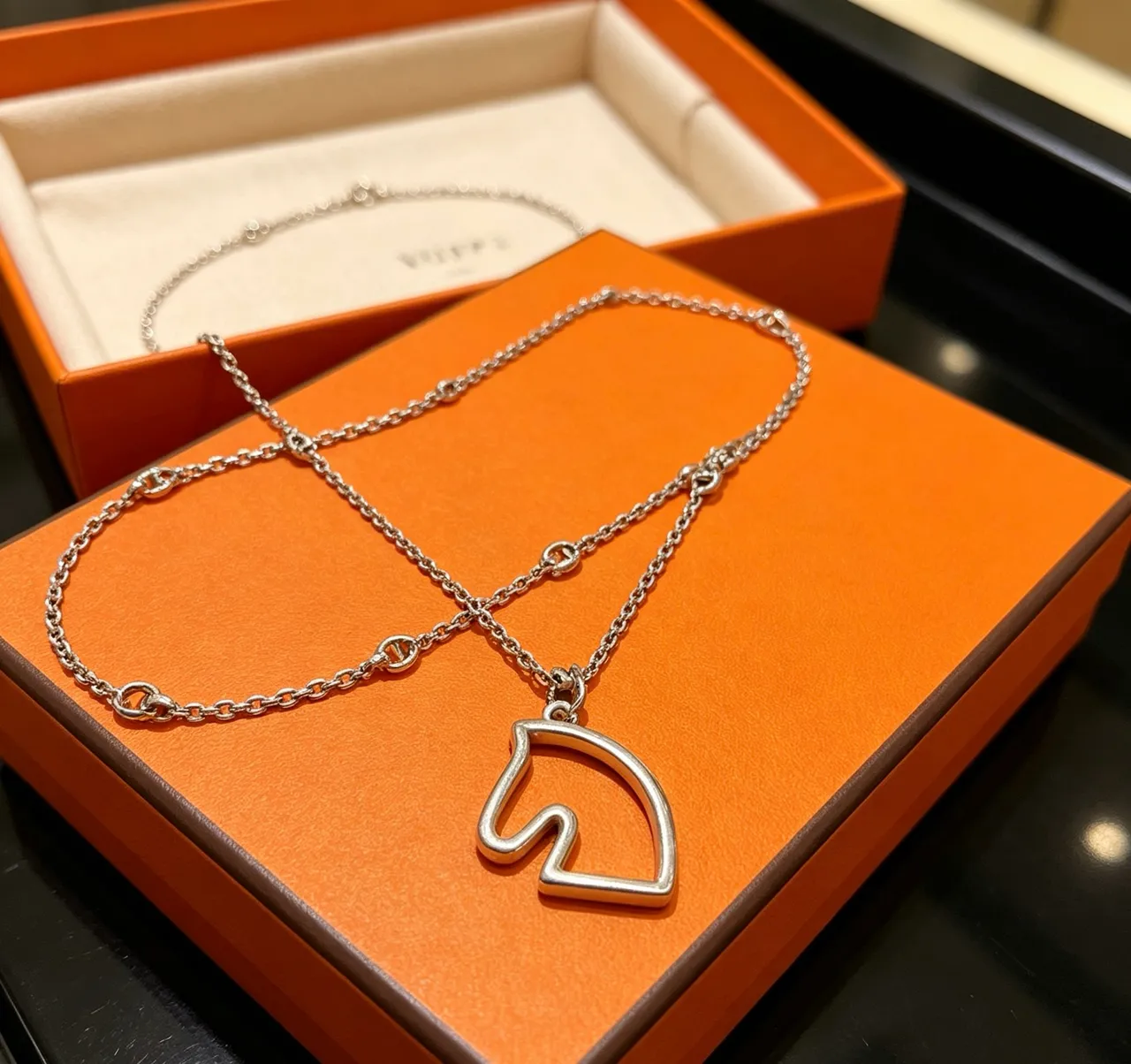 Hermès Cheval de Hermès Outline Horse Head Silver Necklace