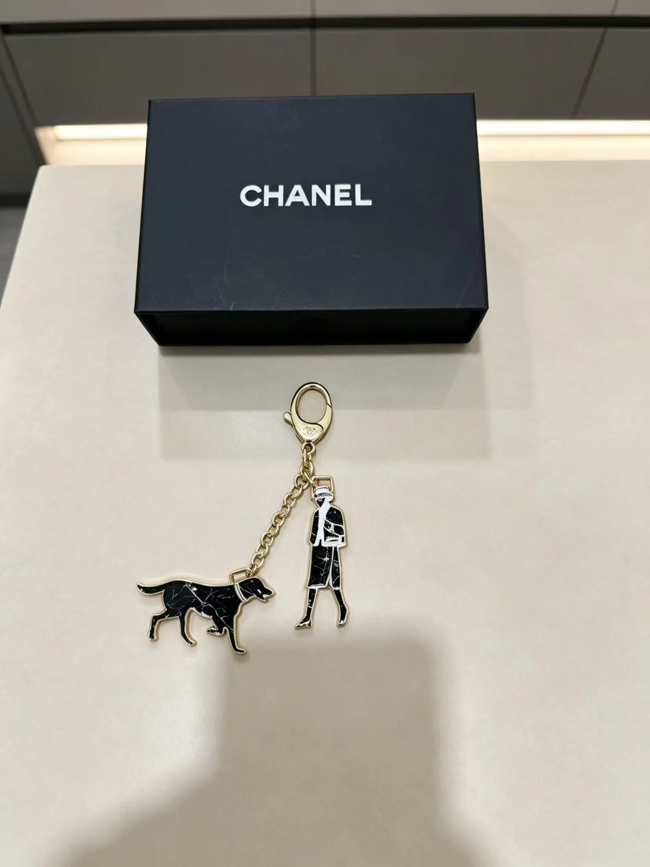 Chanel Black Silver Enamel Silhouette Charms Crackle Finish Jewelry
