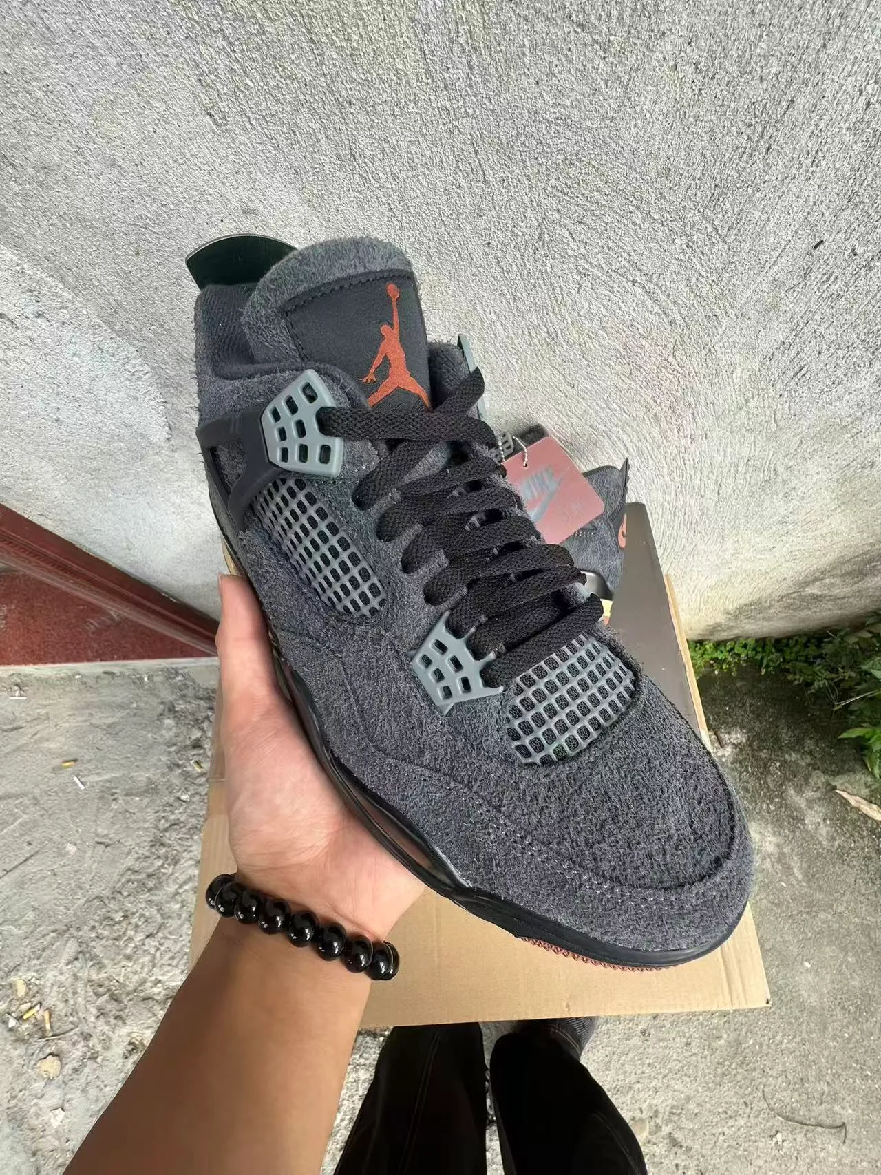 Nike Air Jordan 4 Gray Black Beige Basketball Shoes