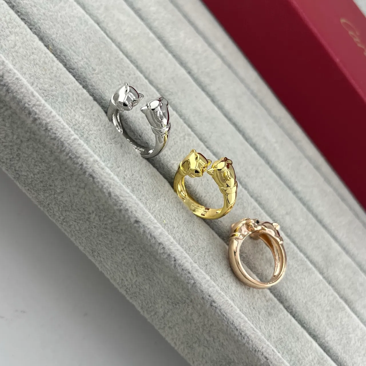 Gold Silver Open-Band Animal-Head Motif Ring