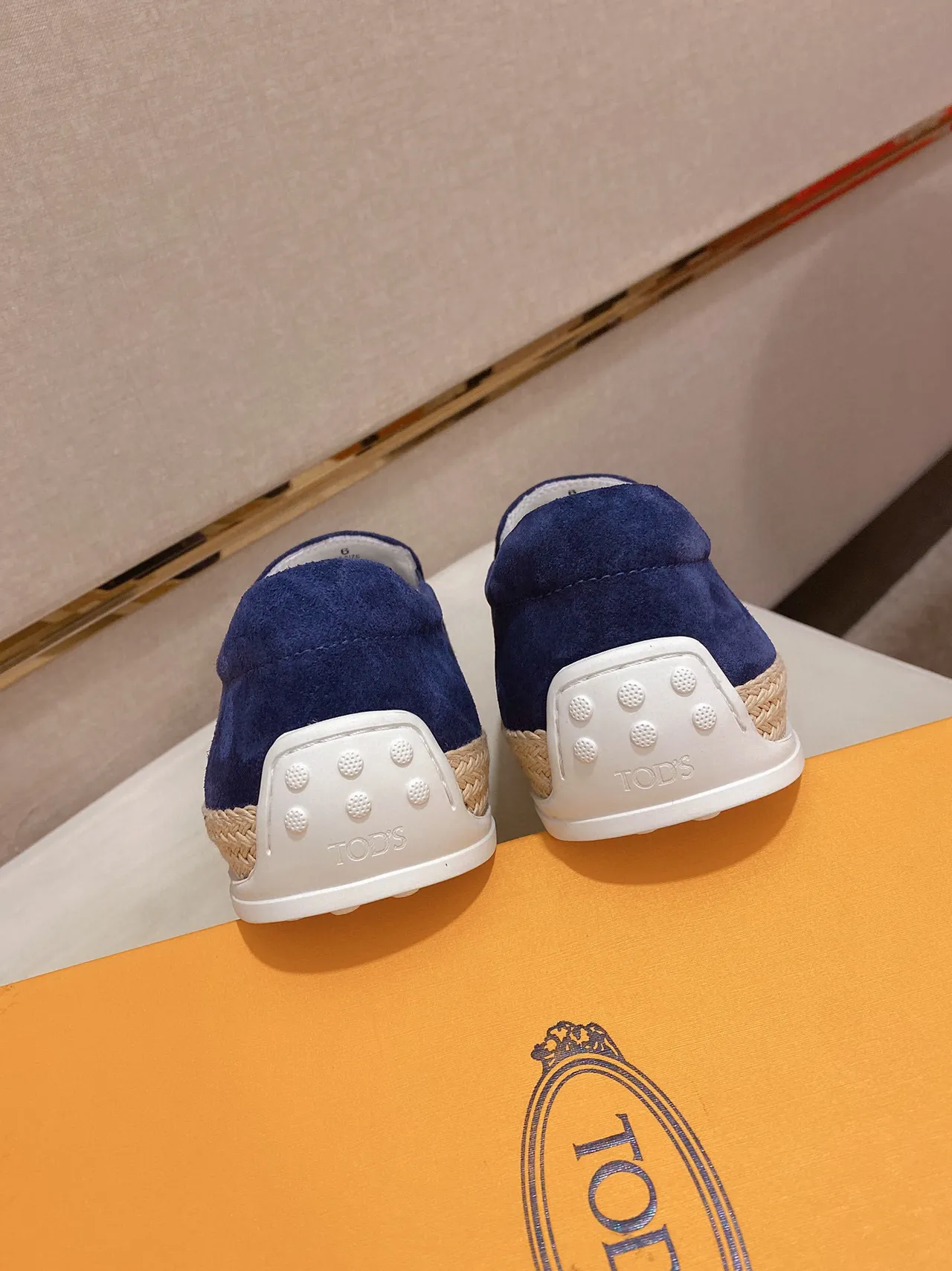 Blue Beige Suede Upper Espadrille Sole Boat Shoes