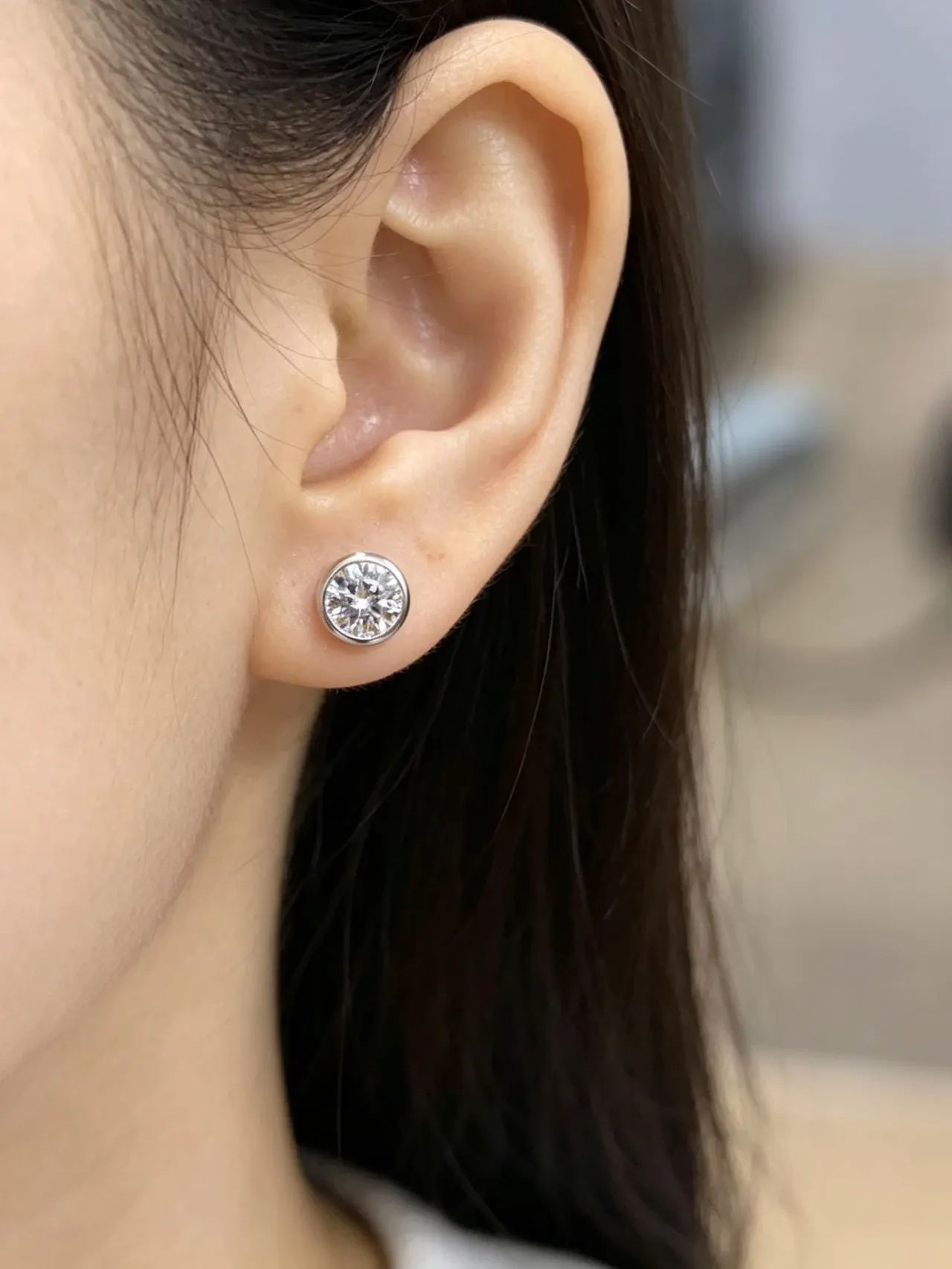 Tiffany & Co. Round Bezel-Set Brilliant-Cut Stud Earrings