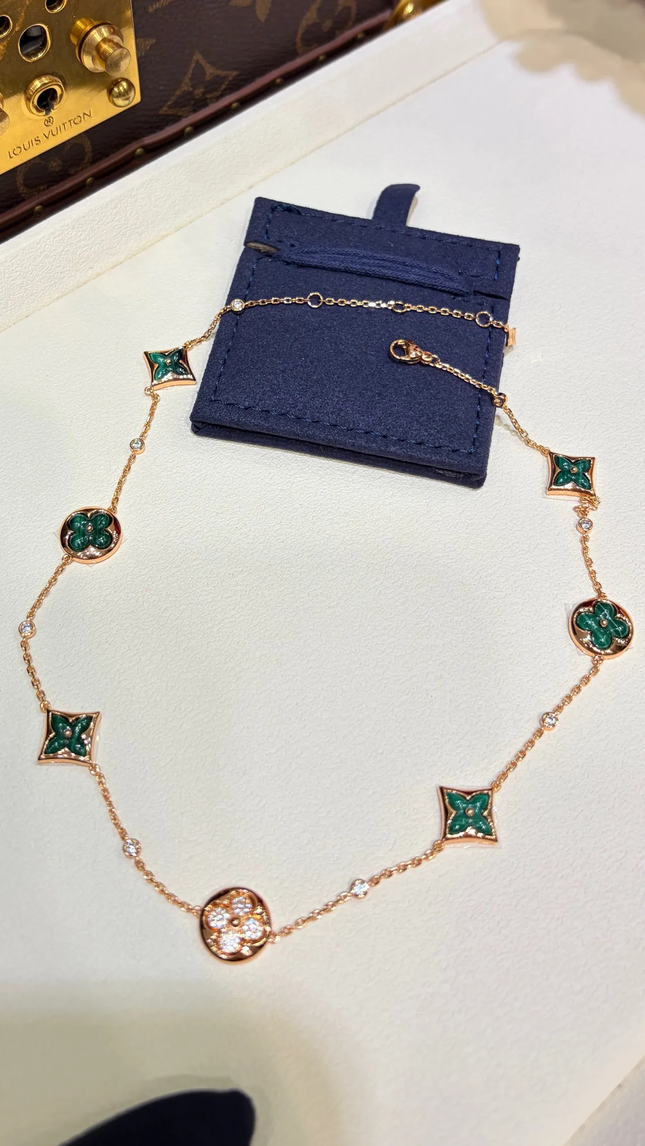 Louis Vuitton Contemplation Green Enamel and Diamond Necklace