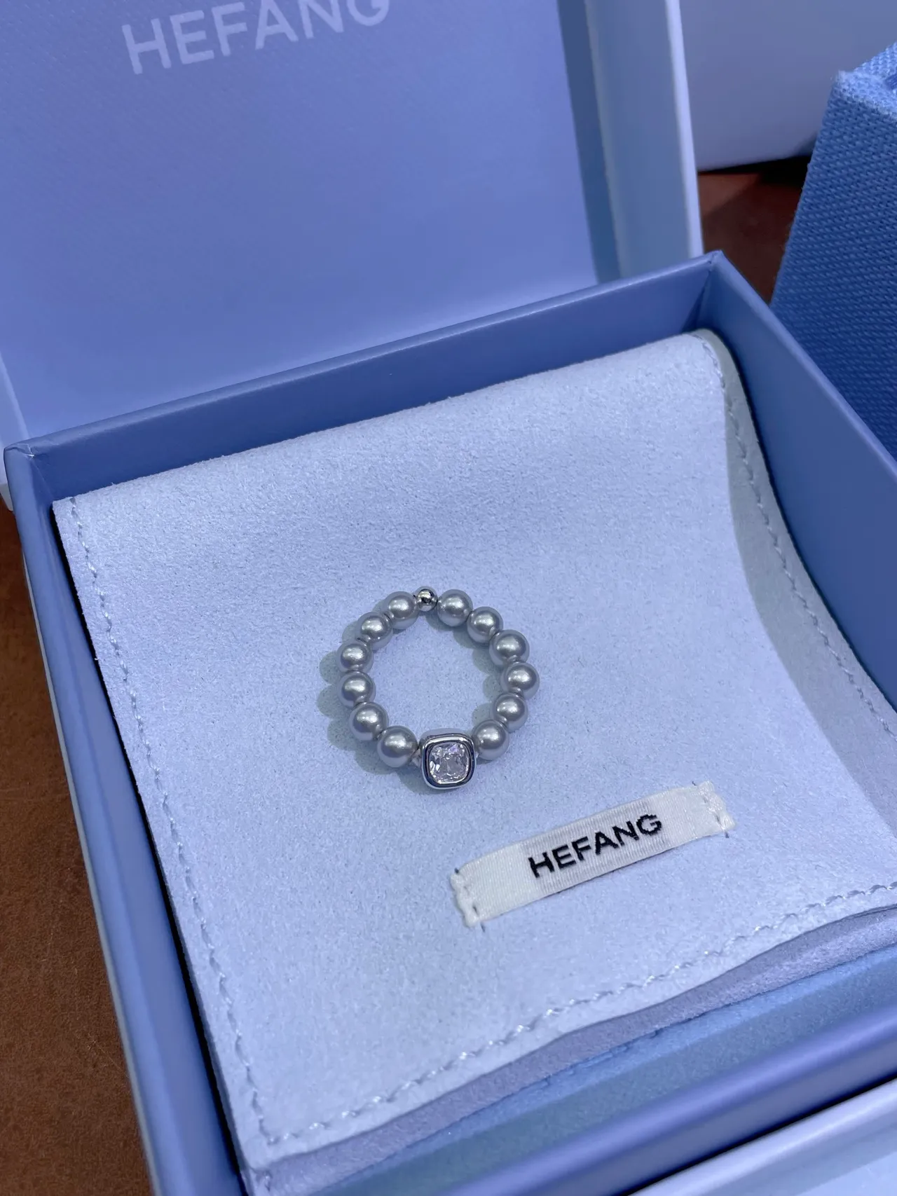 Tiffany & Co. Gray Pearl and Cushion-Cut Stone Ring