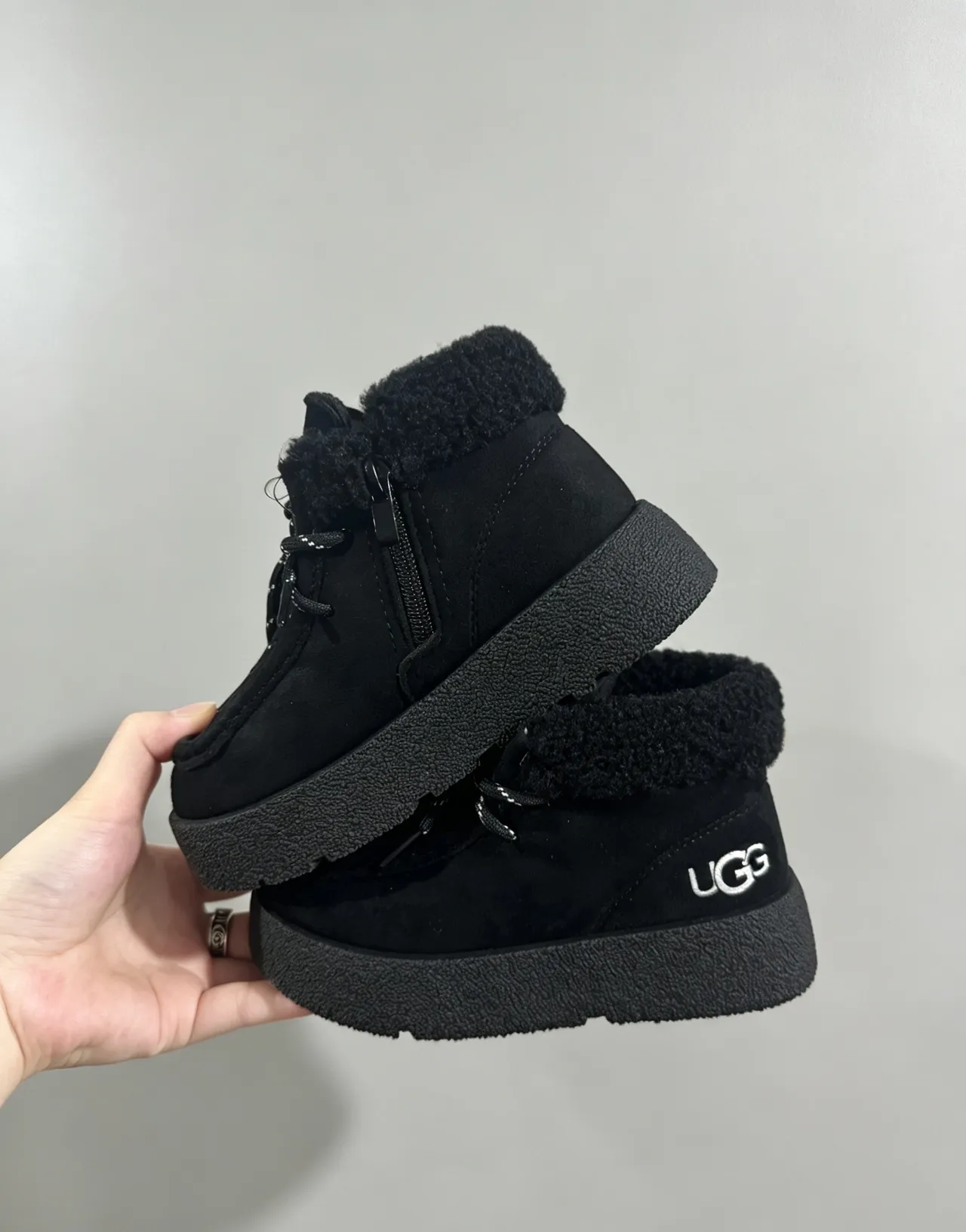 UGG Platform Shearling-Lined Suede Ankle Snow Boots