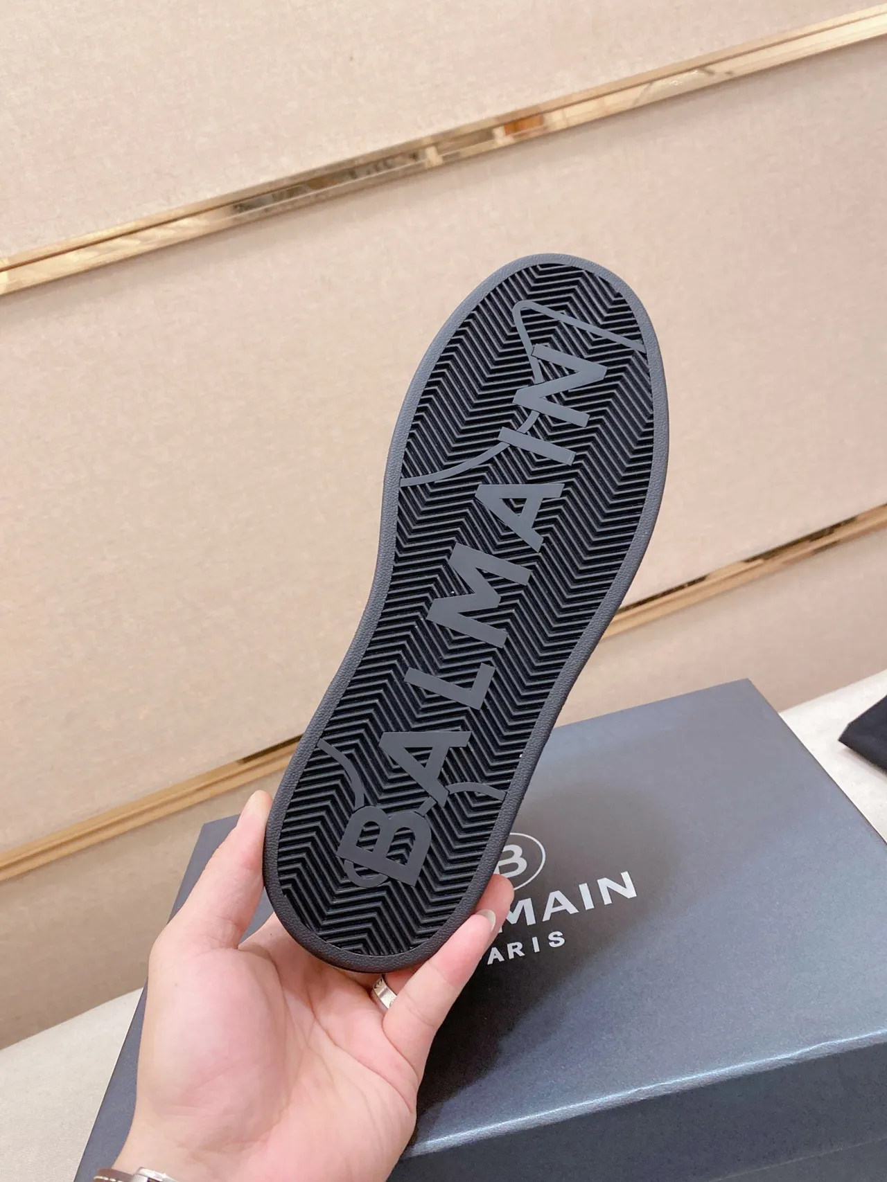 Balmain B-Court Black Embossed Greek Key High-Top Lifestyle Sneaker