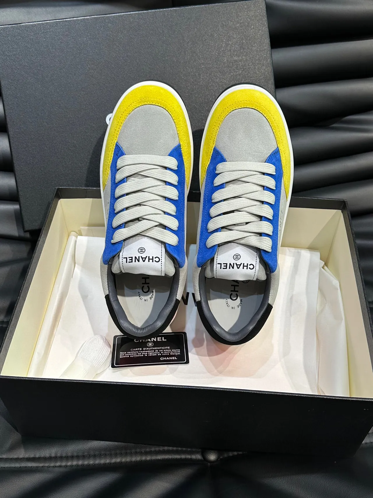Chanel Color-Blocked Suede and Leather Lifestyle Sneakers