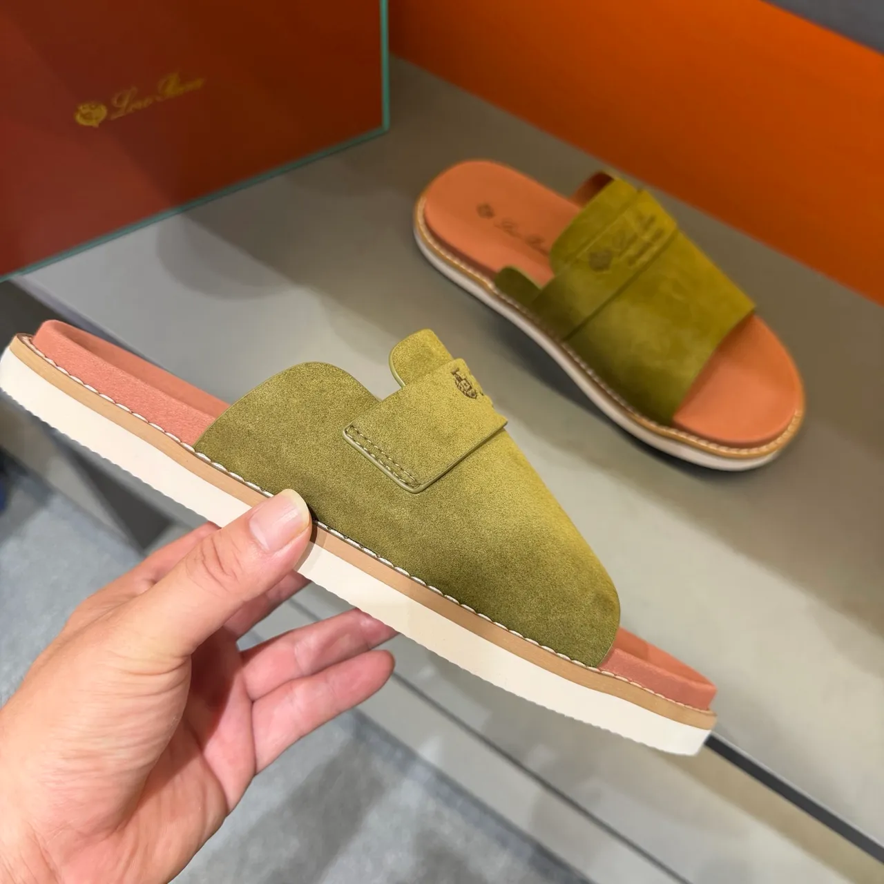Loewe Summer Walk Suede Slide Slippers