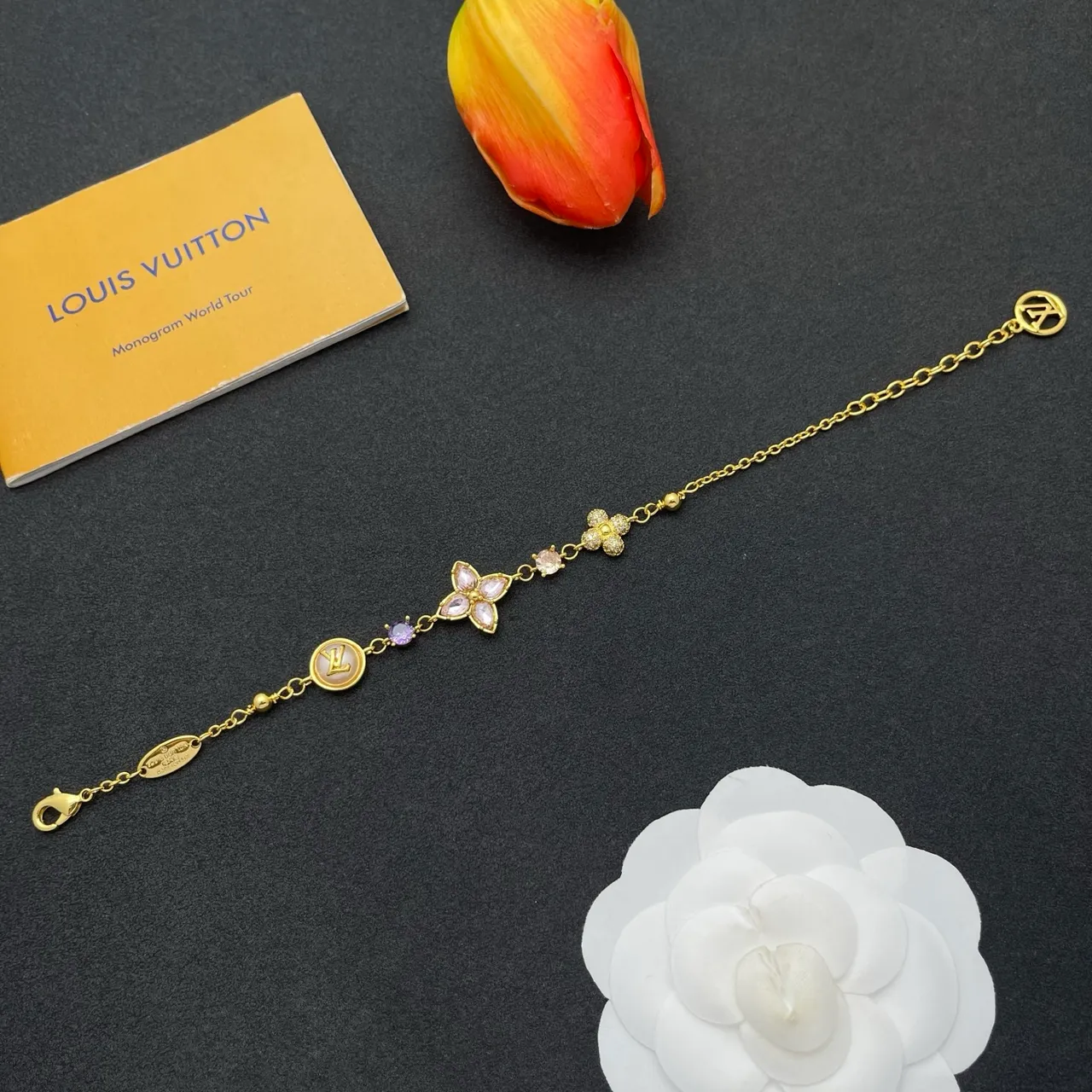 Louis Vuitton Blossom Gold-Tone Flower Charm Bracelet