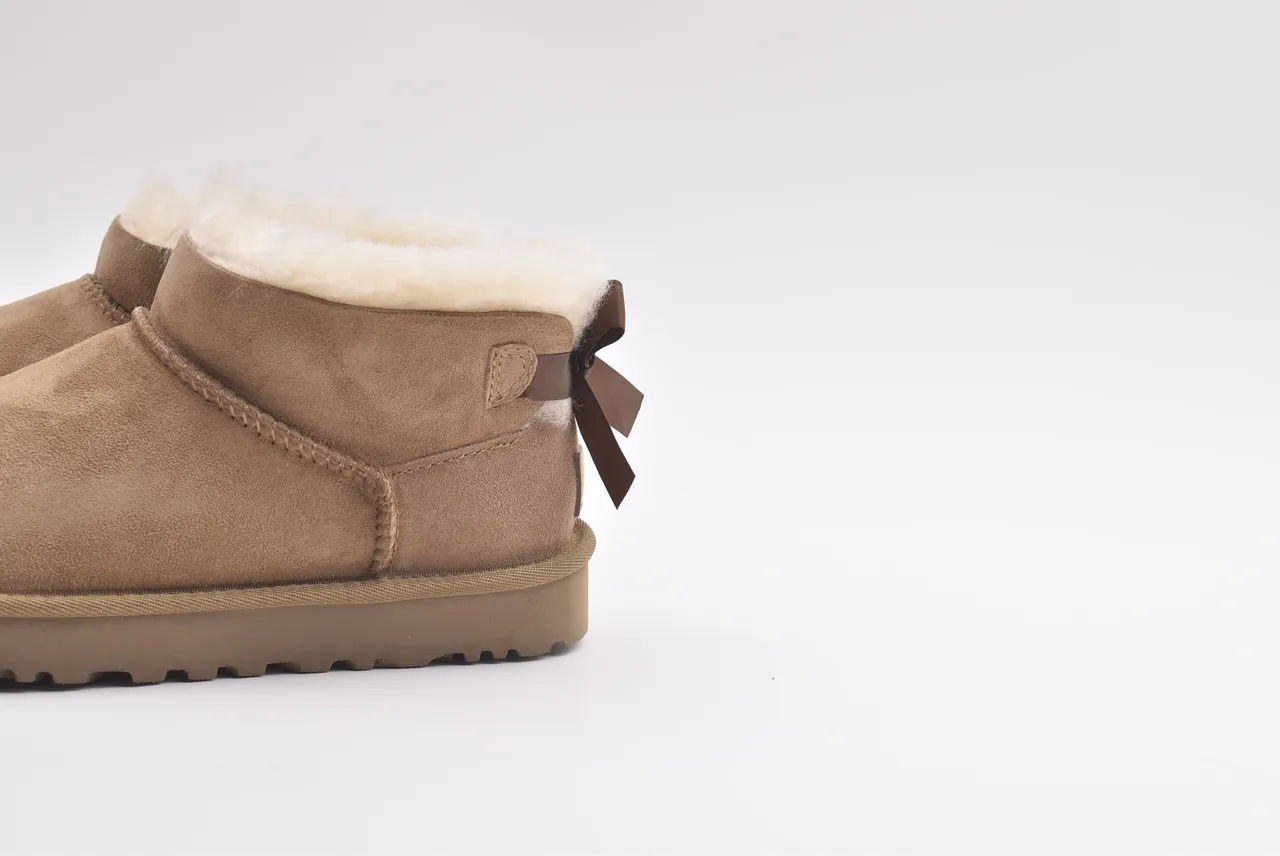 UGG Classic Mini Bow Brown Suede Snow Boots
