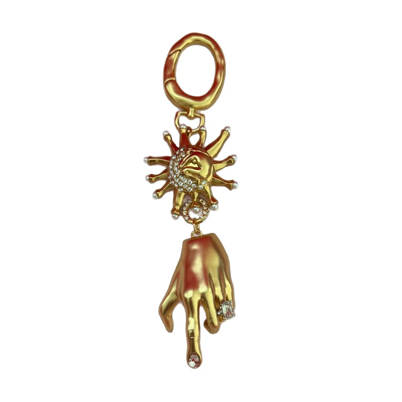 Gold White Metal Hand-Shaped Charm Bracelet