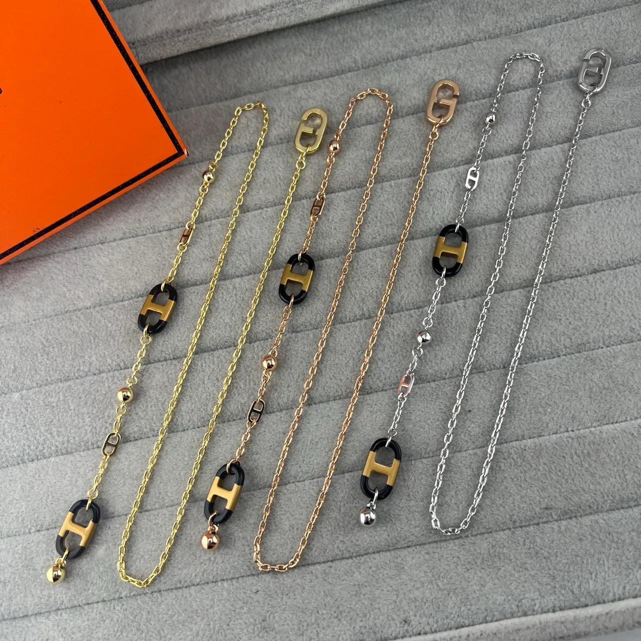 Hermès Chaîne d’Ancre Enamel H-Charms Chain Necklaces
