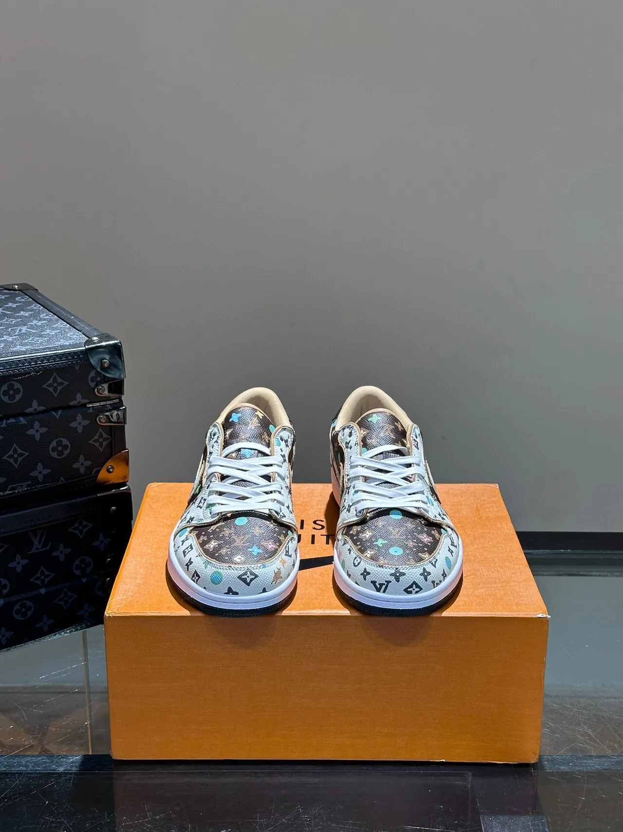 Nike Air Jordan 1 Low Monogram Print Lifestyle Sneakers