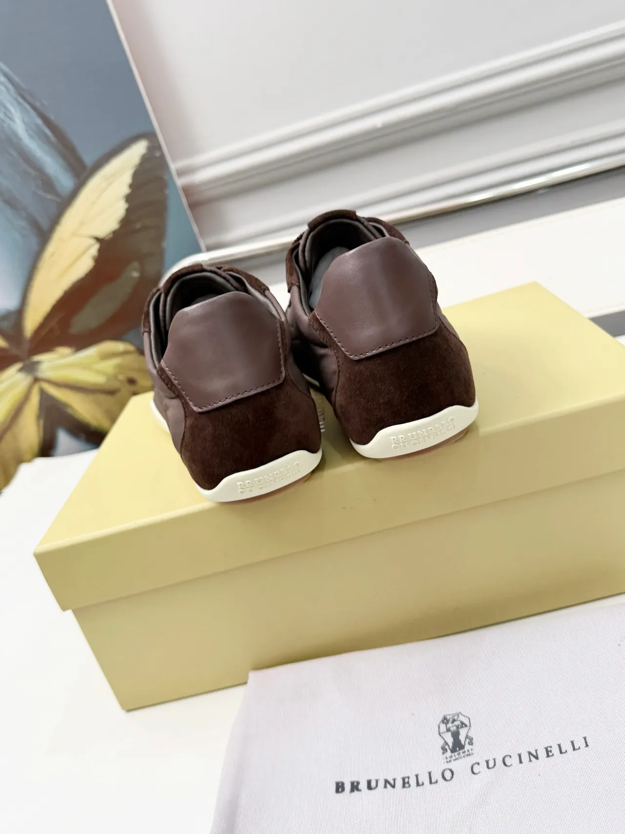 Brunello Cucinelli Brown Suede and Textile Low-Top Lifestyle Sneakers