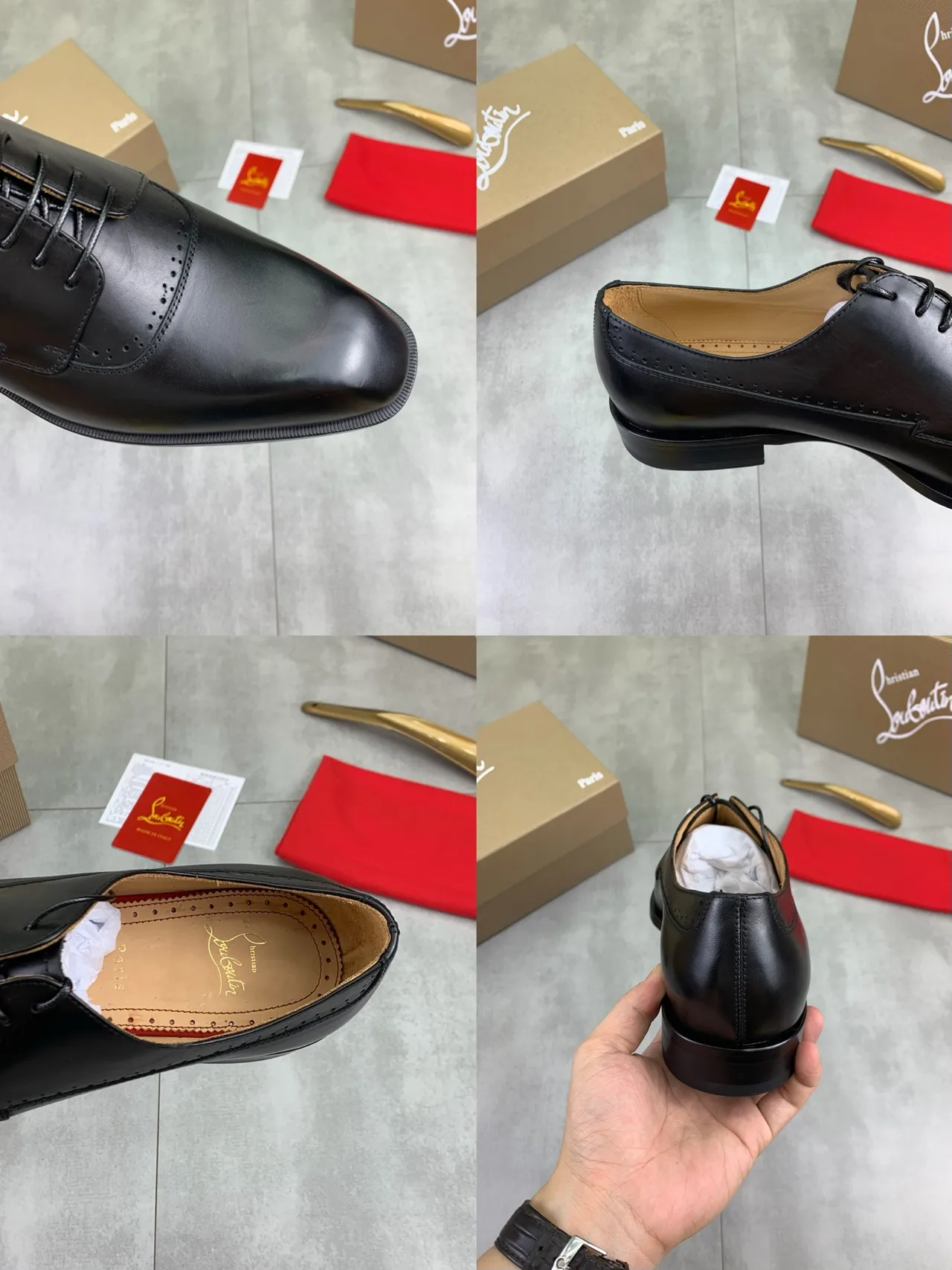 Christian Louboutin Black Wingtip Brogue Oxford Shoes