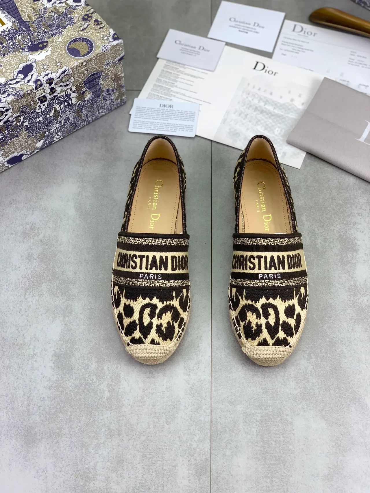 Dior J'Adior Leopard-Print Slip-On Espadrille Boat Shoes