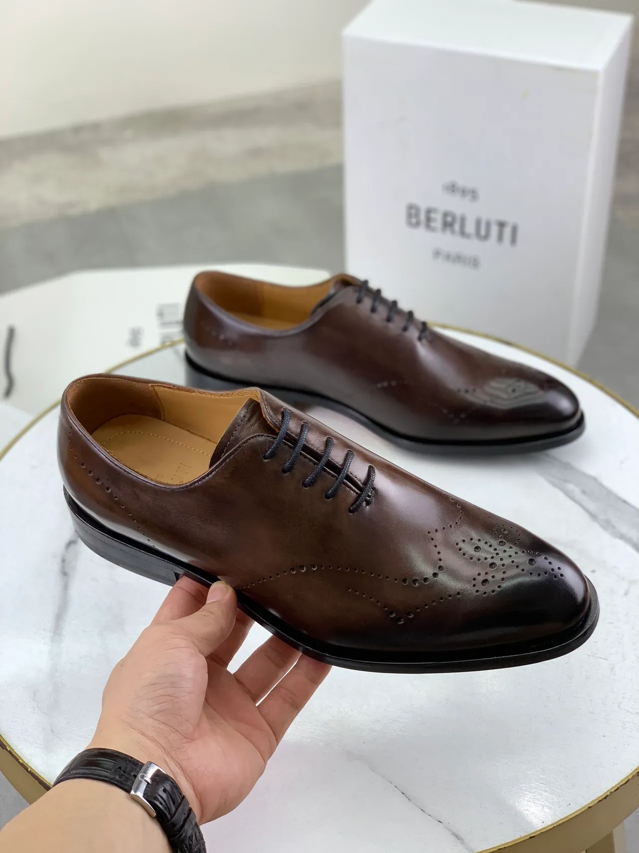 BERLUTI Brown Full Brogue Cap-Toe Leather Brogues