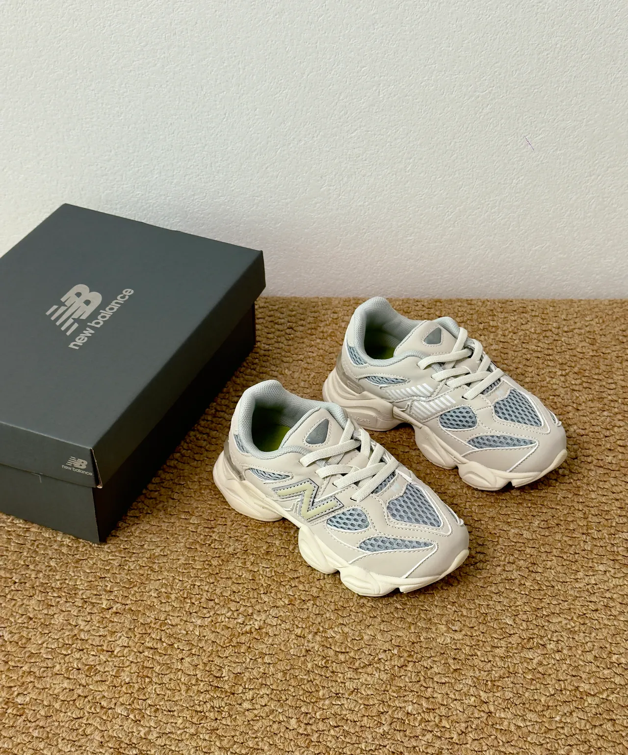 New Balance 9060 Gray Black Chunky Sneakers