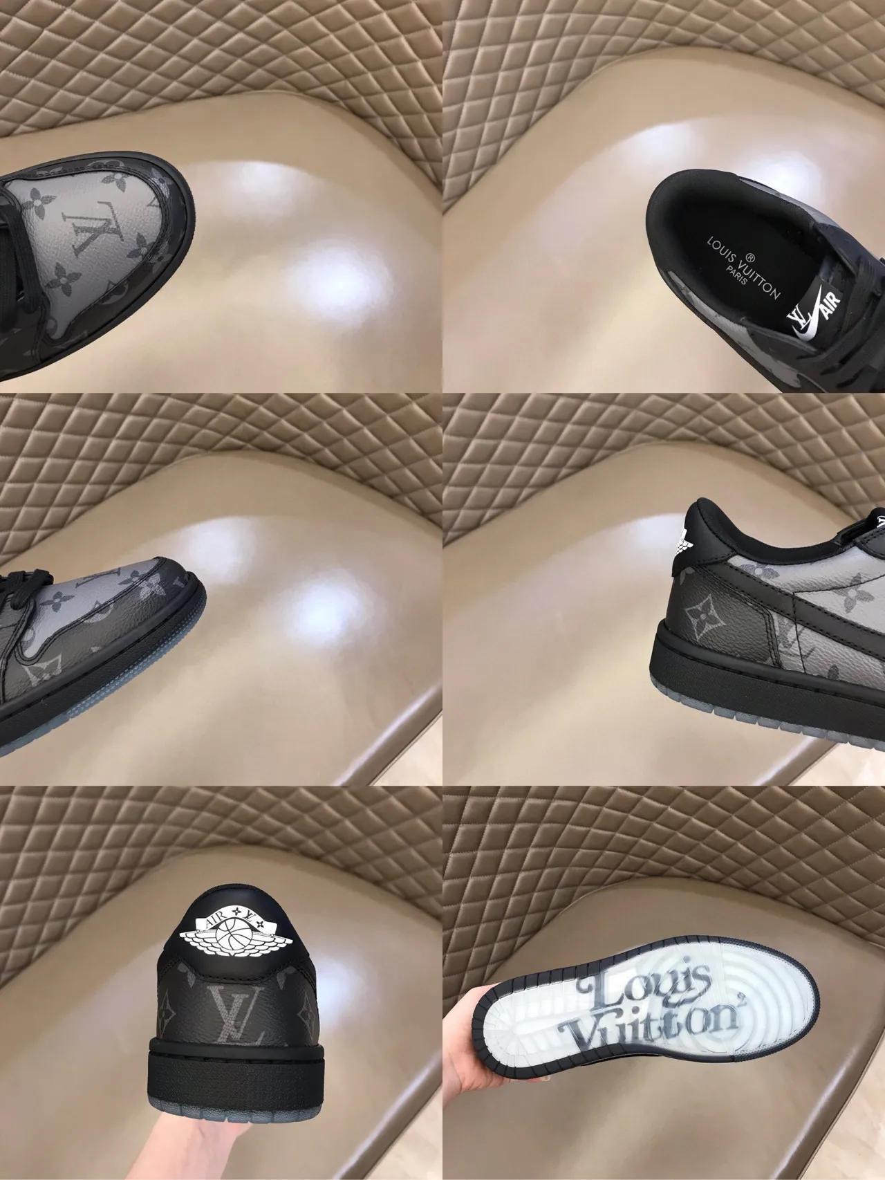 Nike Air Force 1 Monogram Print Black Gray Lifestyle Sneakers