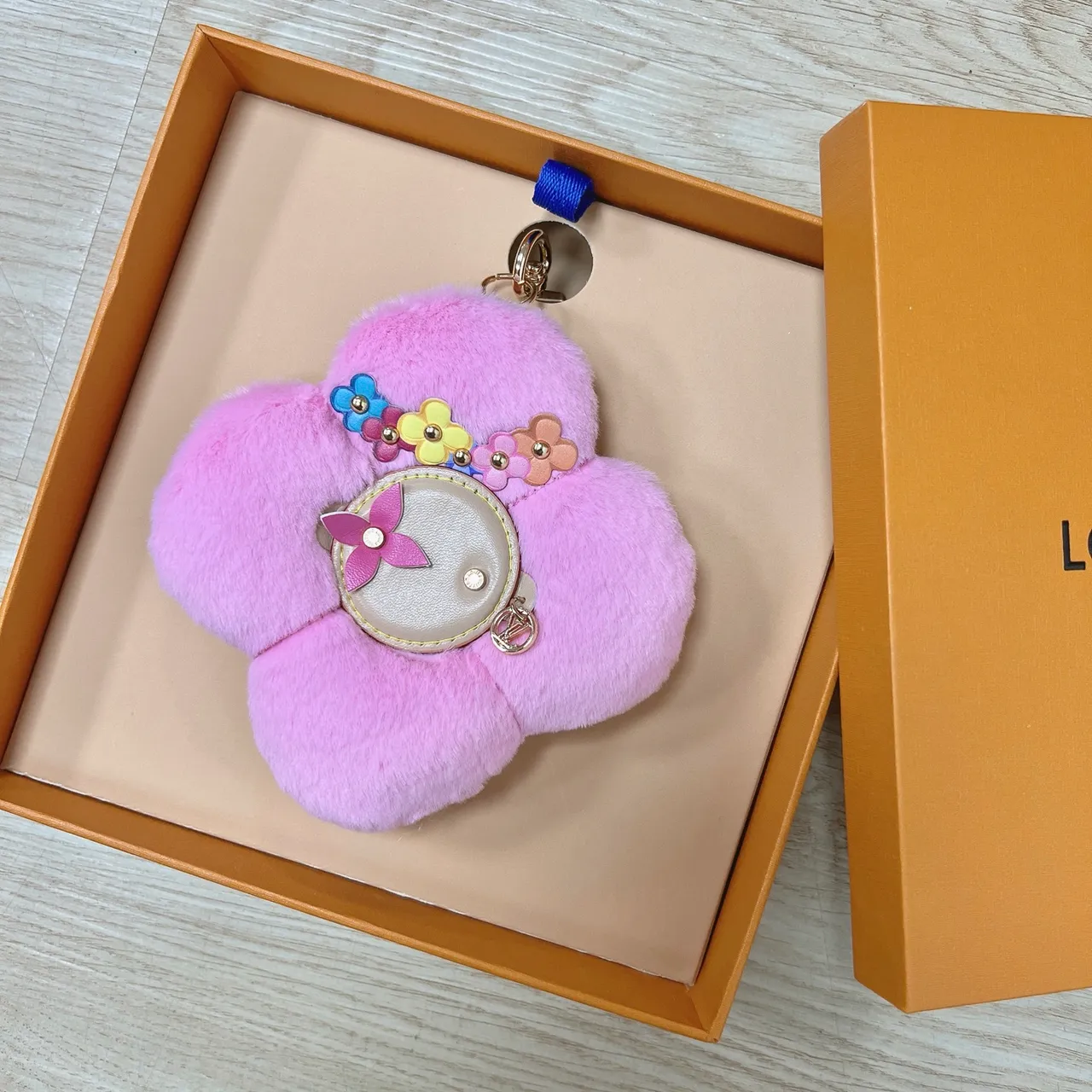 Louis Vuitton Purple Multicolor Flower-Shaped Plush Fur Handbag