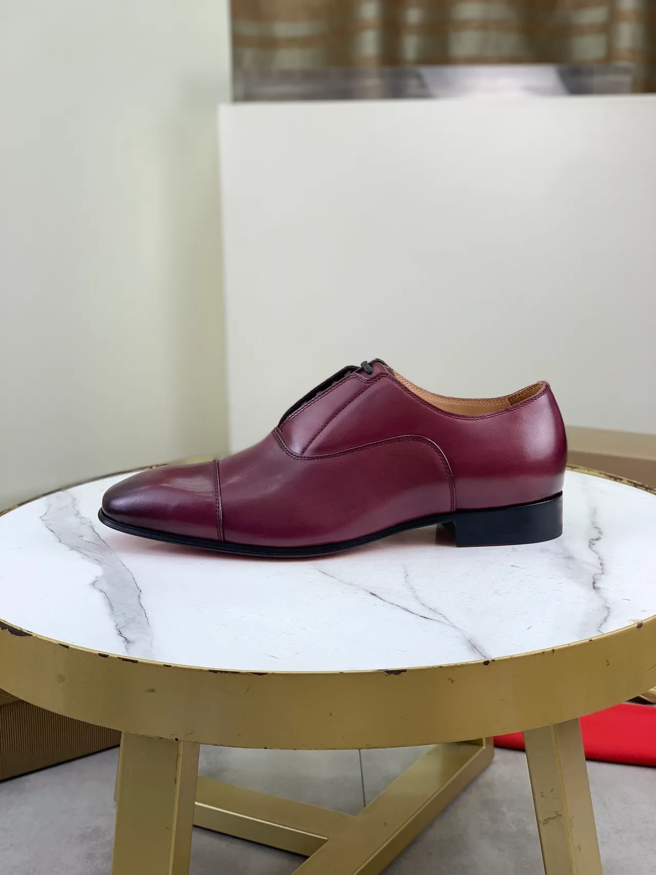Christian Louboutin Burgundy Cap-Toe Oxford Shoes