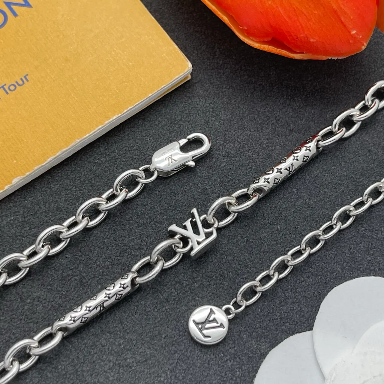 Louis Vuitton Monogram Chain Silver-Tone Link Necklace