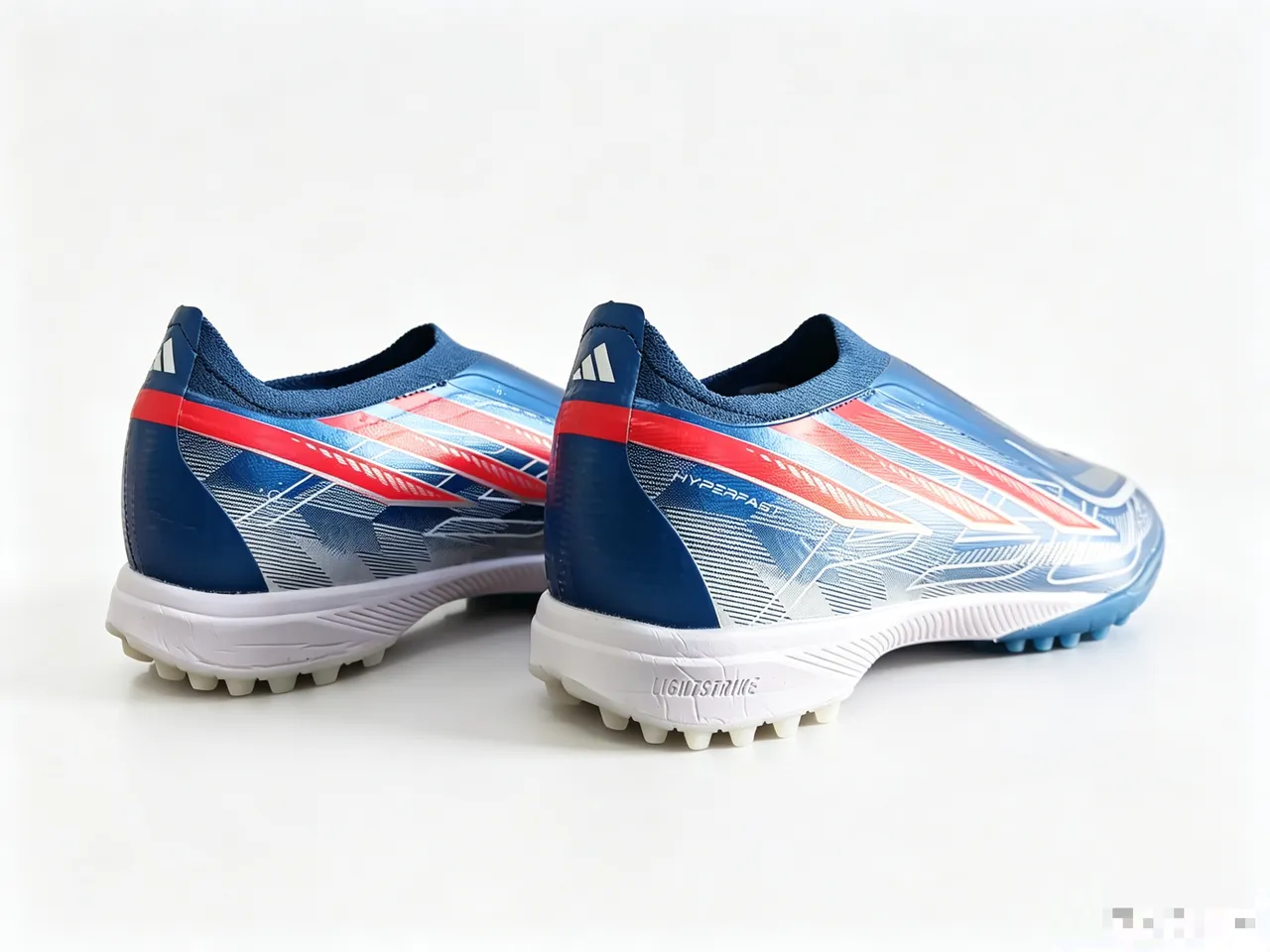 Adidas Blue Red Sock-Fit Upper Conical Studs Turf Soccer Shoes