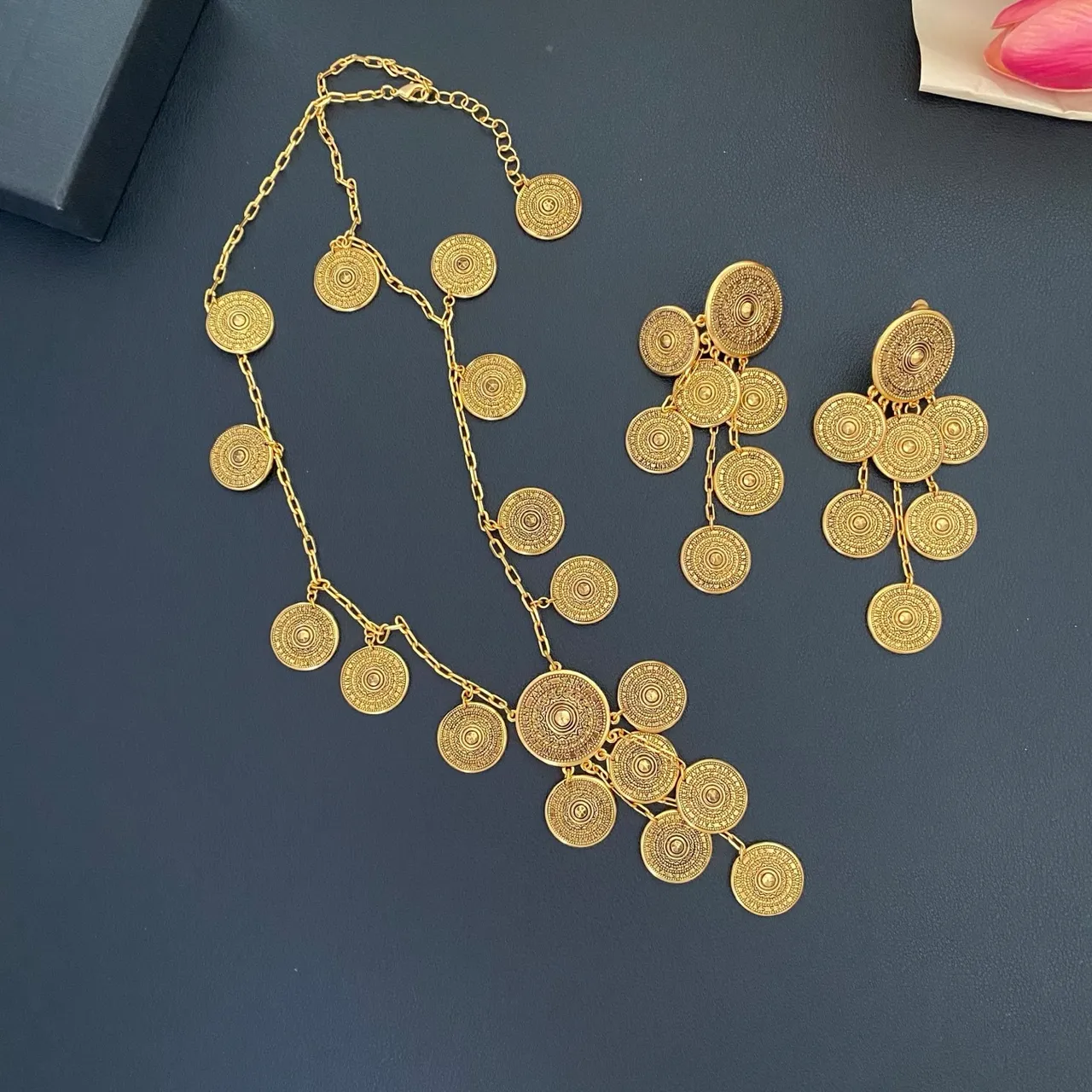 Saint Laurent Gold Coin-Inspired Multi-Tiered Chain Necklace