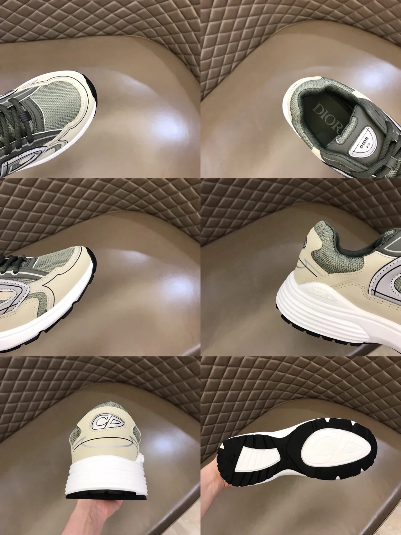 Dior B23 Beige and Olive Green Lifestyle Sneakers