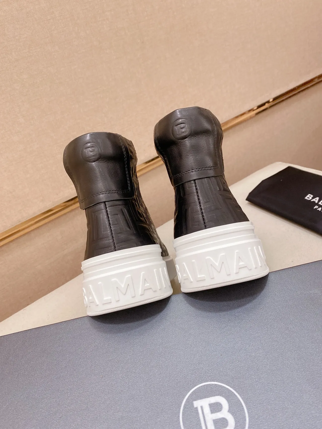Balmain B-Court Black Embossed Monogram Lifestyle Sneakers