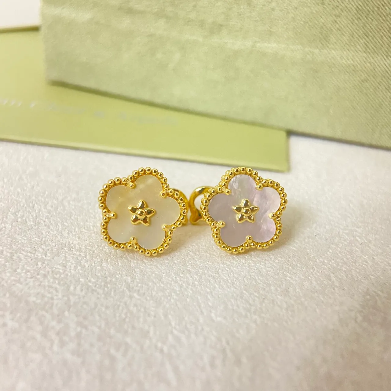 Van Cleef & Arpels Alhambra Mother-of-Pearl and Gold Flower Earrings