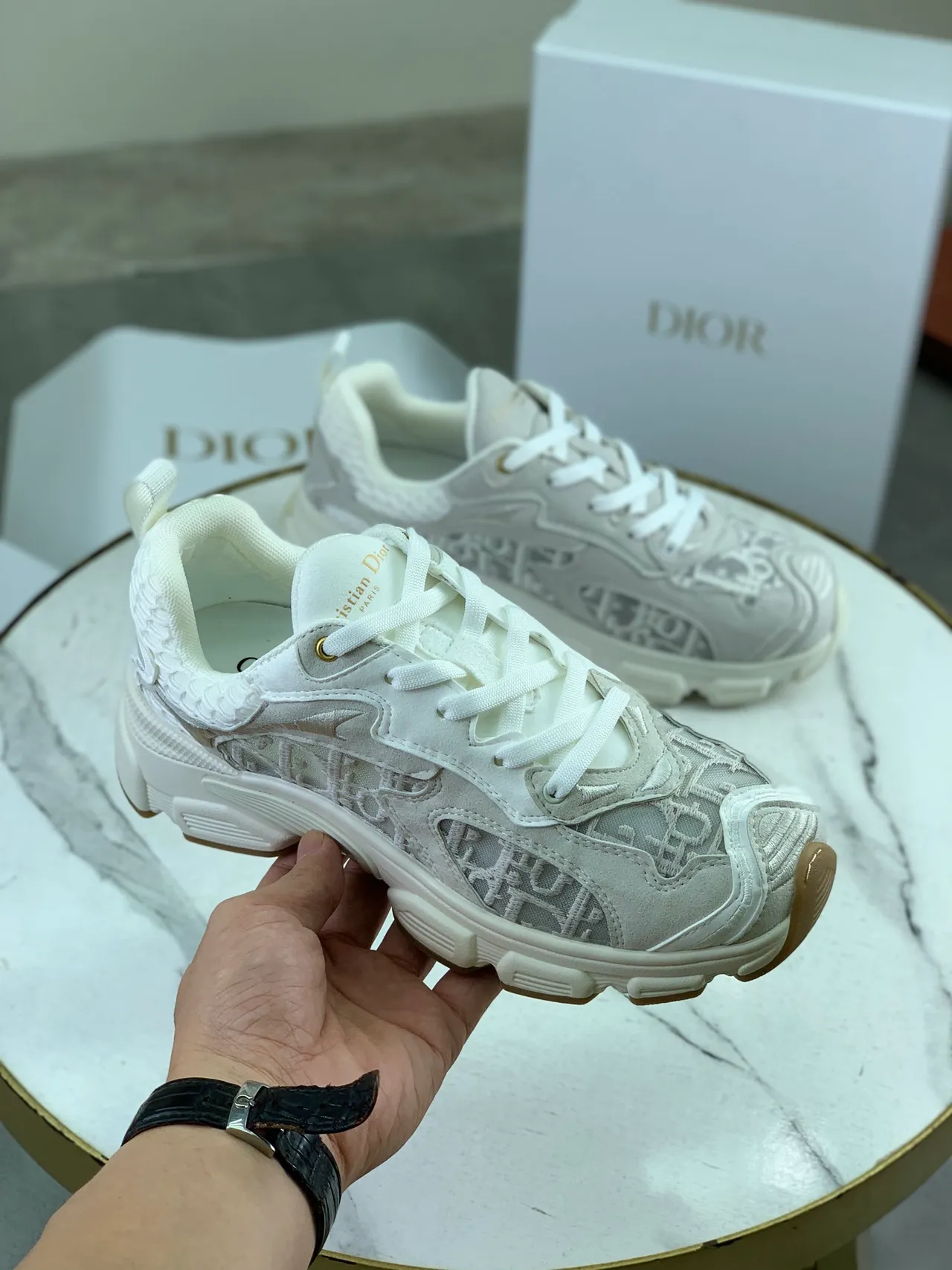Dior B23 Monogrammed Mesh Chunky Sneakers