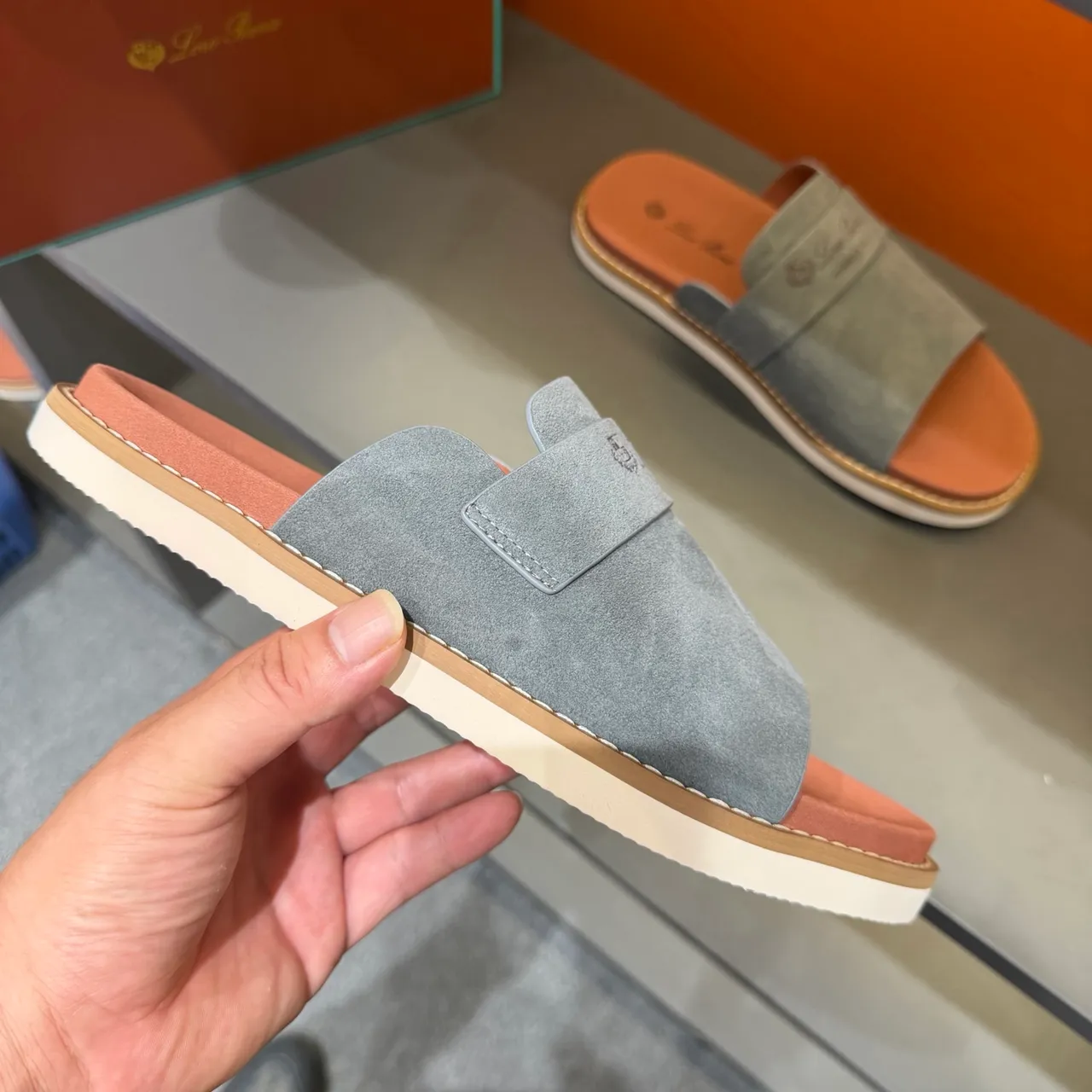 Loewe Summer Walk Suede Slide Slippers