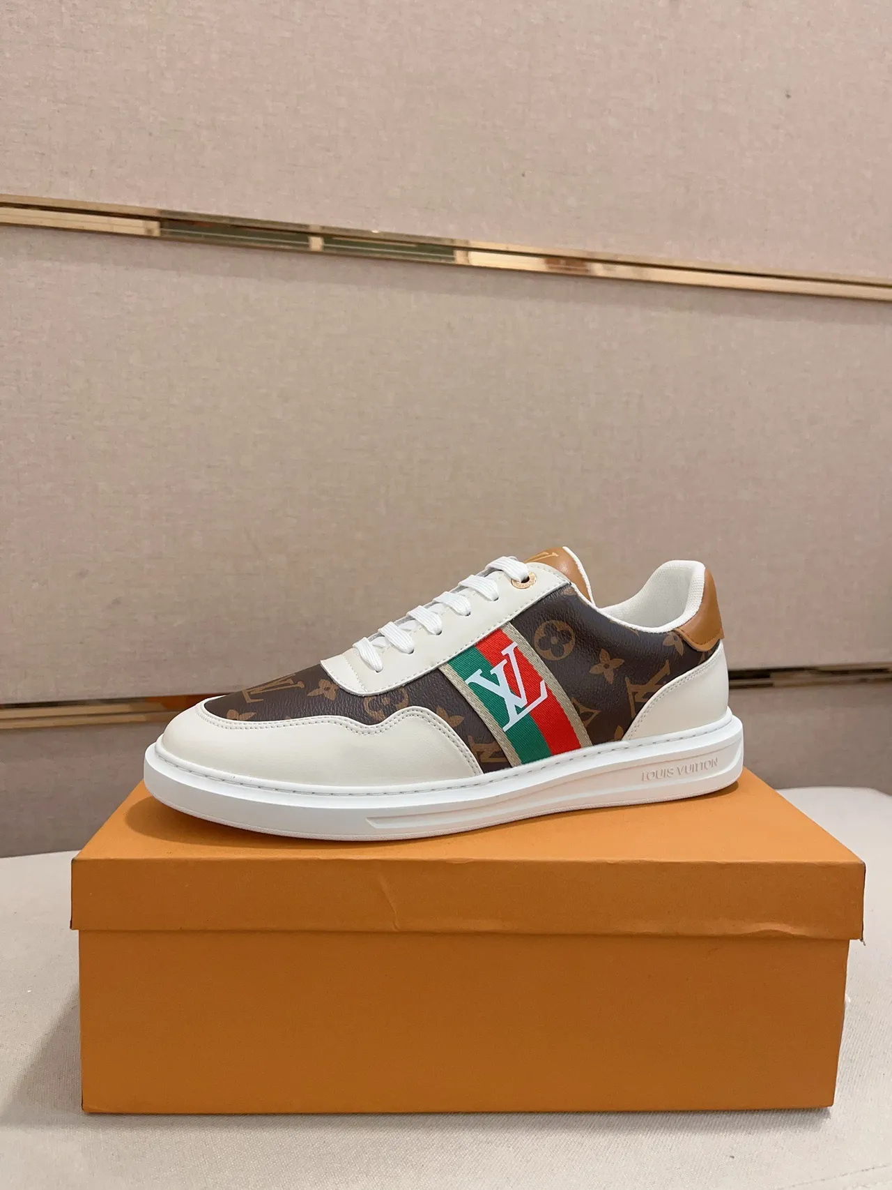 Louis Vuitton LV Trainer White Brown Monogram Canvas Leather Overlays Lifestyle Sneakers
