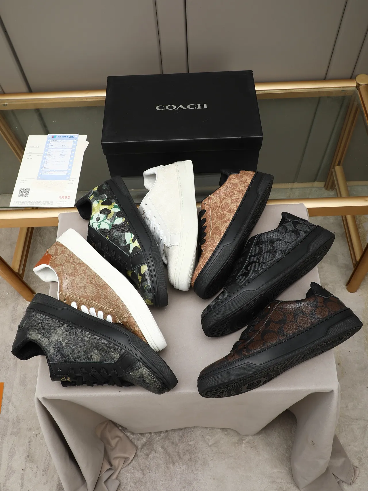 Coach Camouflage-Print Black Leather Lifestyle Sneakers