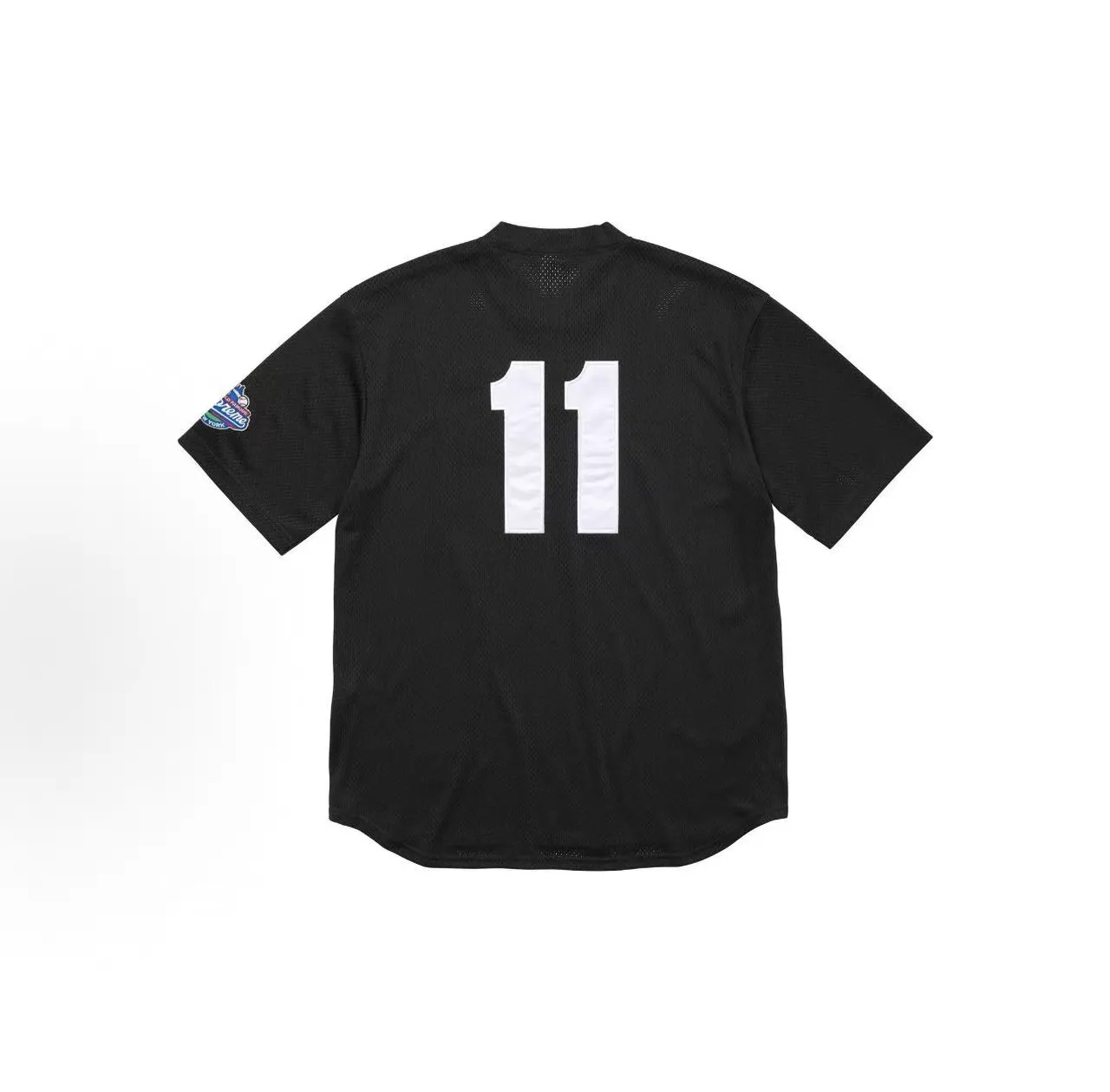 Supreme Baseball Black White Mesh Fabric Henley Placket Jersey
