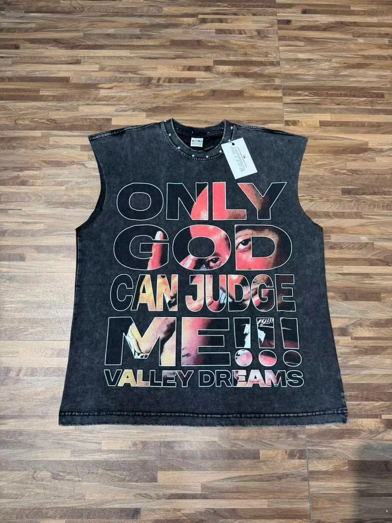 Army Green Black Sleeveless Graphic-Print Vest Top