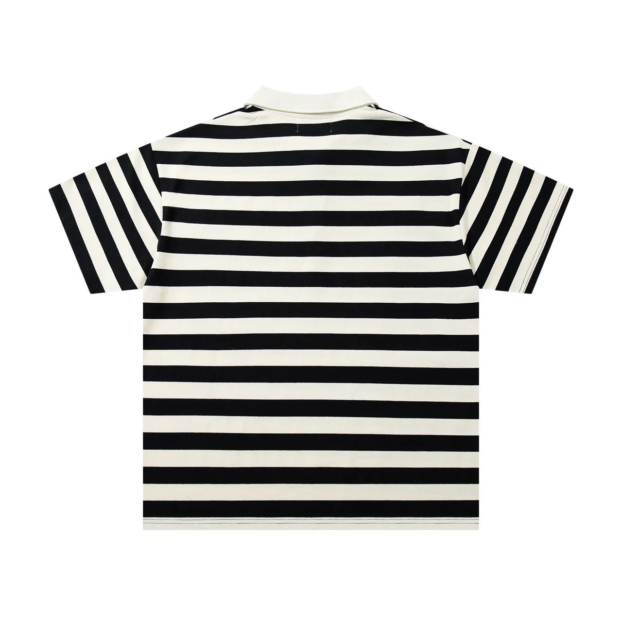 MAJESTIK Striped Graphic Half-Zip Polo Shirt